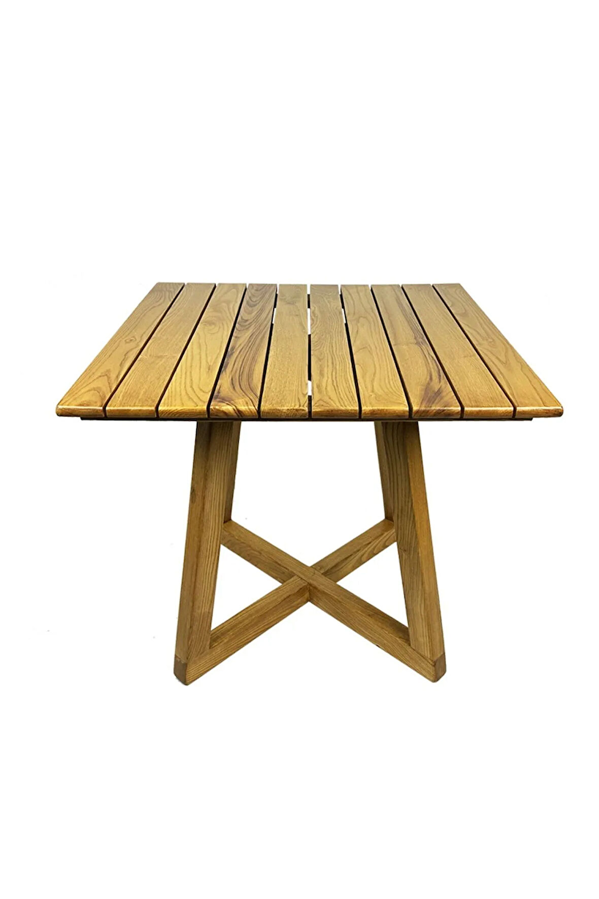 Gökçeada Kare Ahşap Bahçe Balkon Masası - Masif Kestane