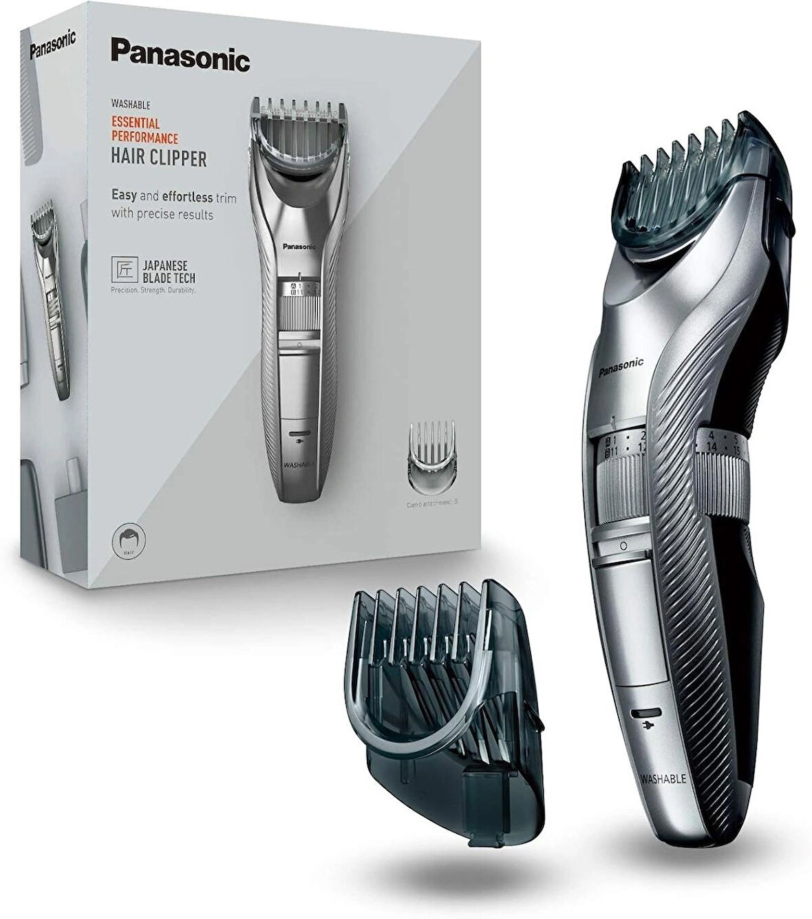 Panasonic ER-GC71-S503 sakal konmuş ve saç/sakal kesme makinesi, Uzunluk 39, gümüş