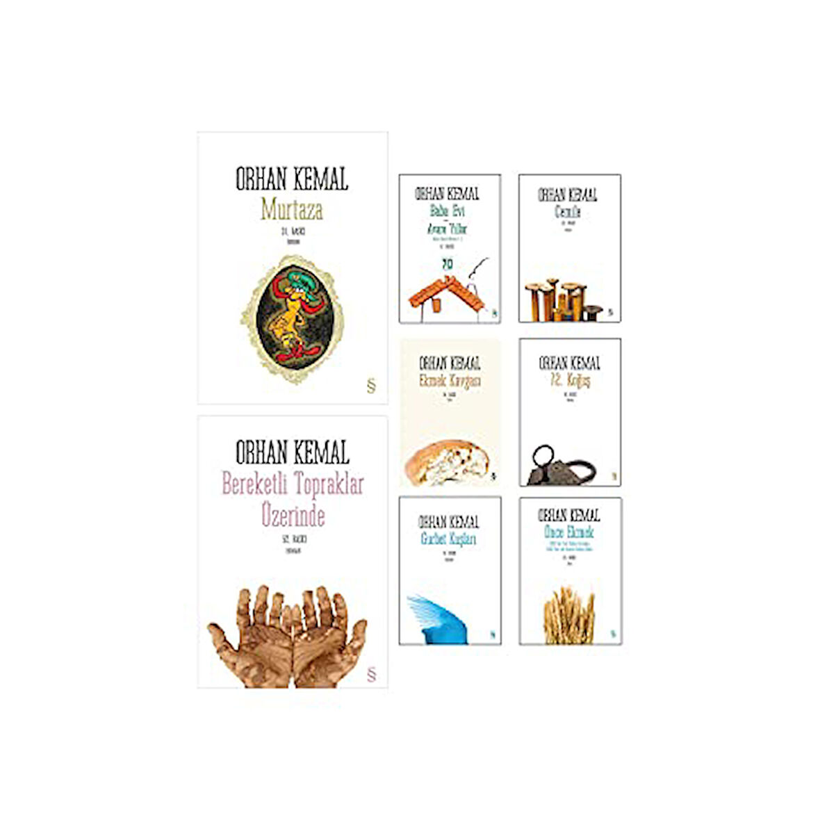 Orhan Kemal 8 Kitap Set (Murtaza, Bereketli Topraklar Üzerinde, Baba Evi Avare Yıllar, Cemile, Ekmek Kavgası, 72. Koğuş, Gurbet Kuşları, Önce Ekmek)