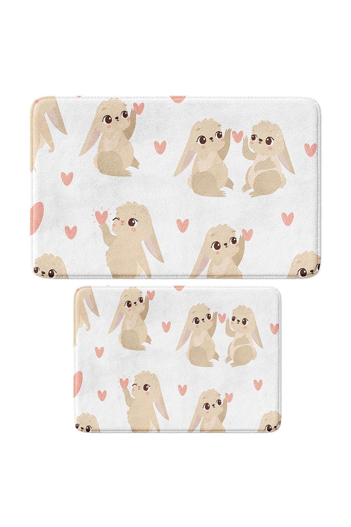 Sevimli Tasarımlı Yılbaşı Dekoru, Takım Banyo Paspası, Kaymaz Taban, Makinede Yıkanabilir, Yeni Yıl Paspası