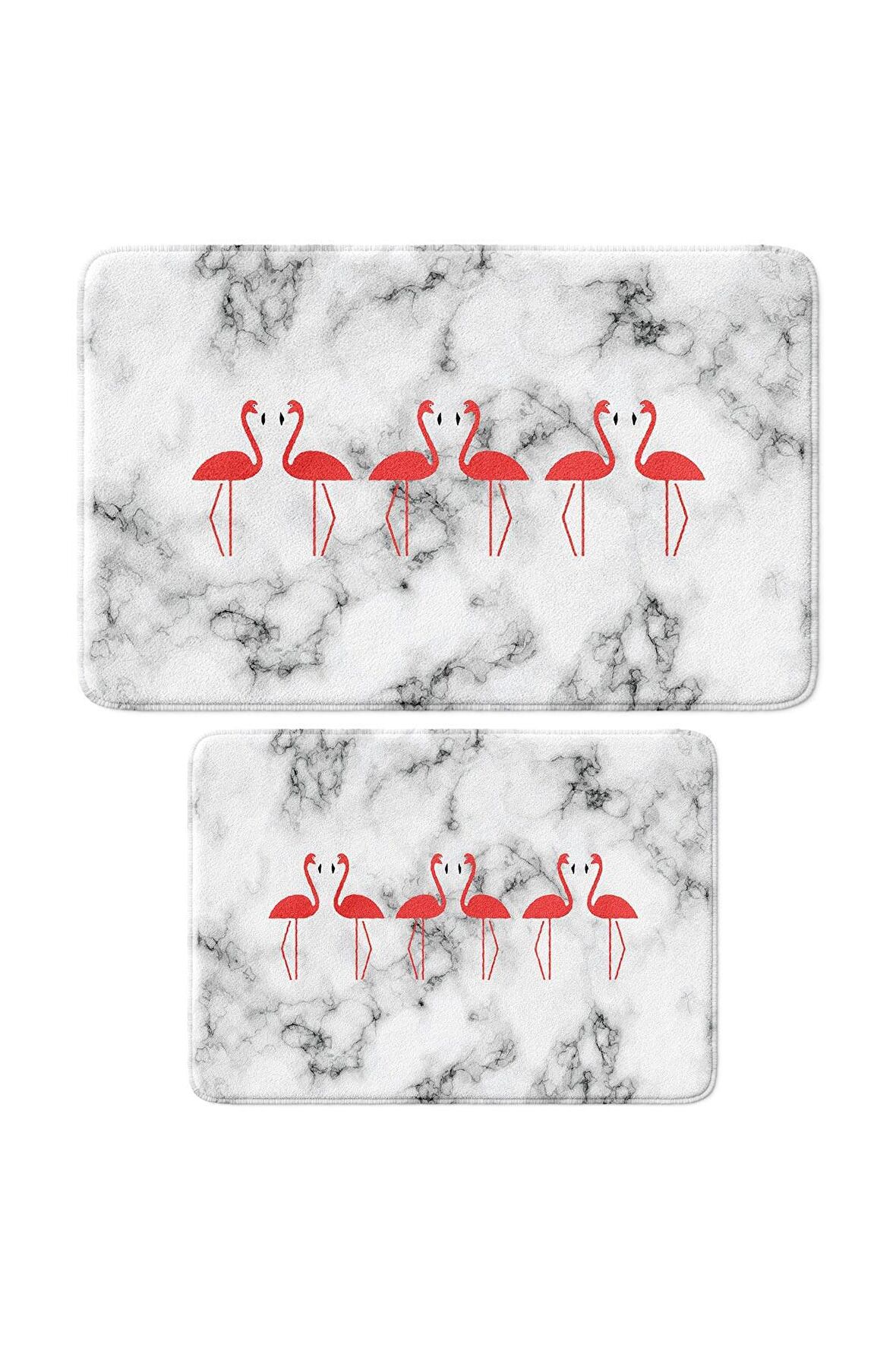 Sevimli Tasarımlı Mikrofiber 2'li Takım Banyo Paspası, Kaymaz Taban, Makinede Yıkanabilir (40x60_50x80)