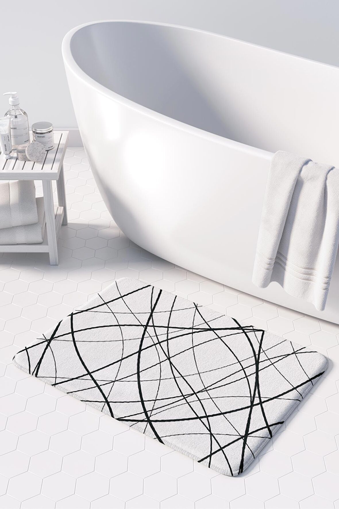 Monnhein  Mikrofiber Banyo Paspası, Kaymaz Taban, Makinede Yıkanabilir, Banyo Halısı (50x80)