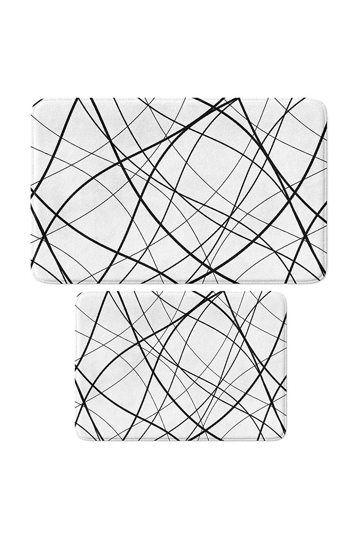 Monnhein 2'li Takım Banyo Paspası, Kaymaz Taban, Makinede Yıkanabilir, Banyo Halısı