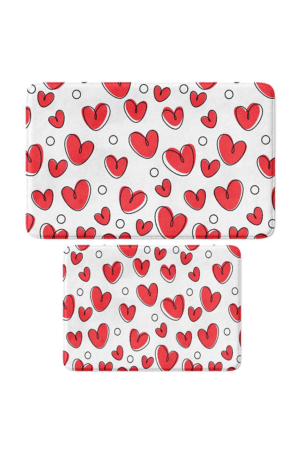 Monnhein 2'li Takım Banyo Paspası, Kaymaz Taban, Makinede Yıkanabilir, Banyo Halısı