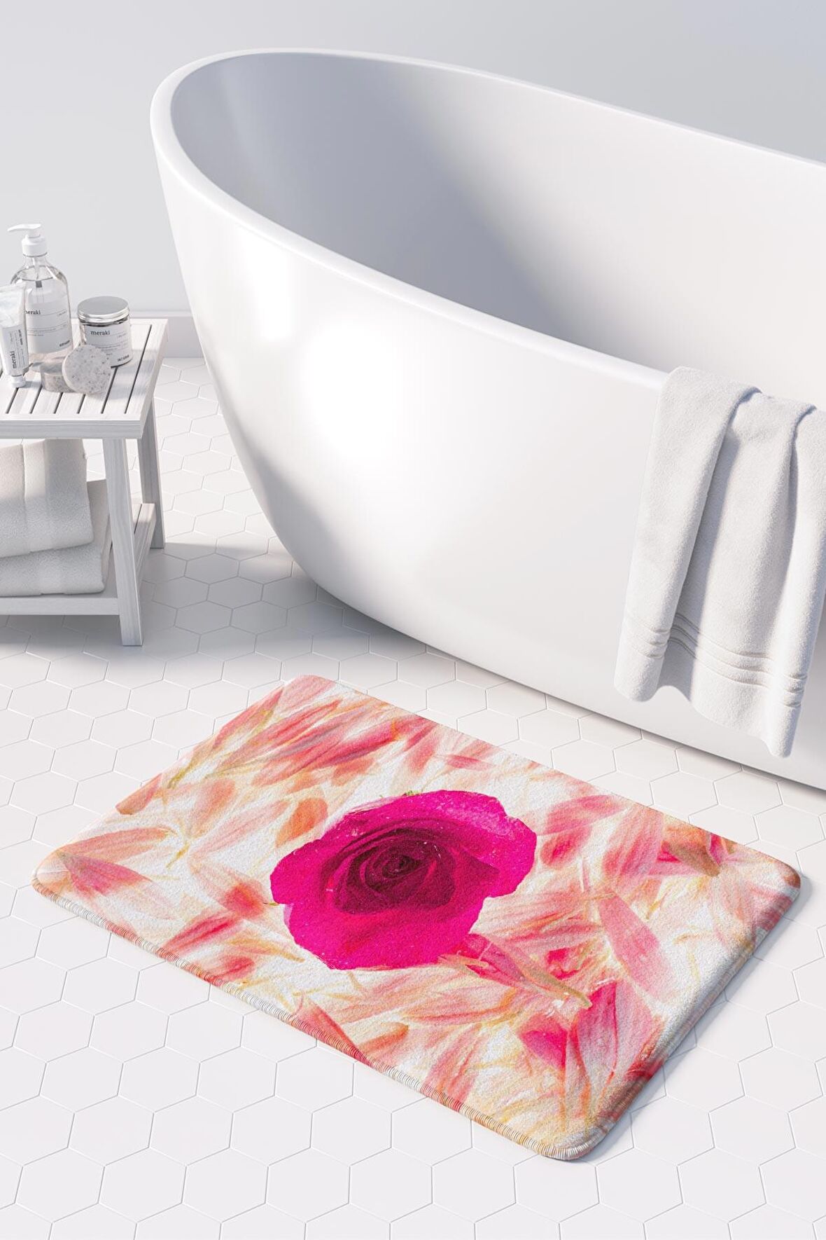Monnhein  Mikrofiber Banyo Paspası, Kaymaz Taban, Makinede Yıkanabilir, Banyo Halısı (50x80)