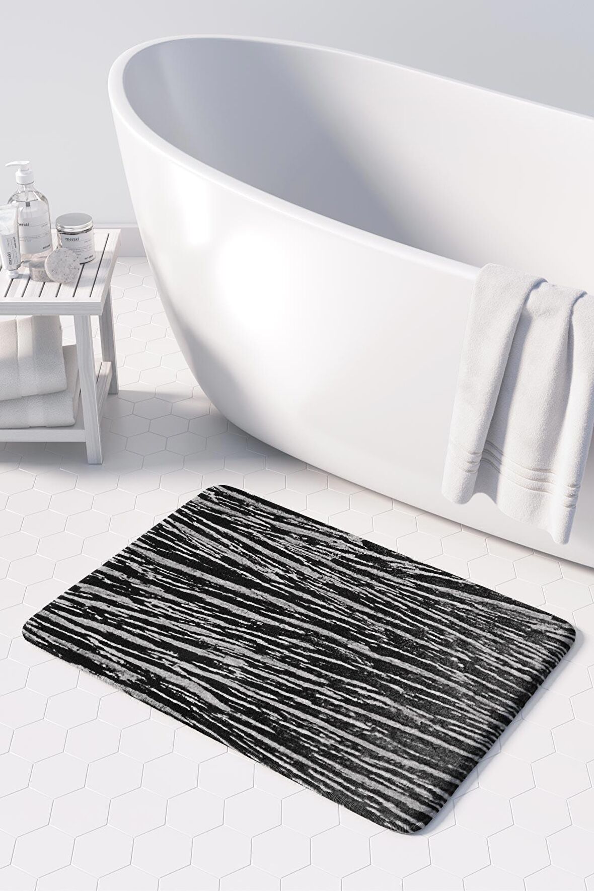 Monnhein  Mikrofiber Banyo Paspası, Kaymaz Taban, Makinede Yıkanabilir, Banyo Halısı (50x80)