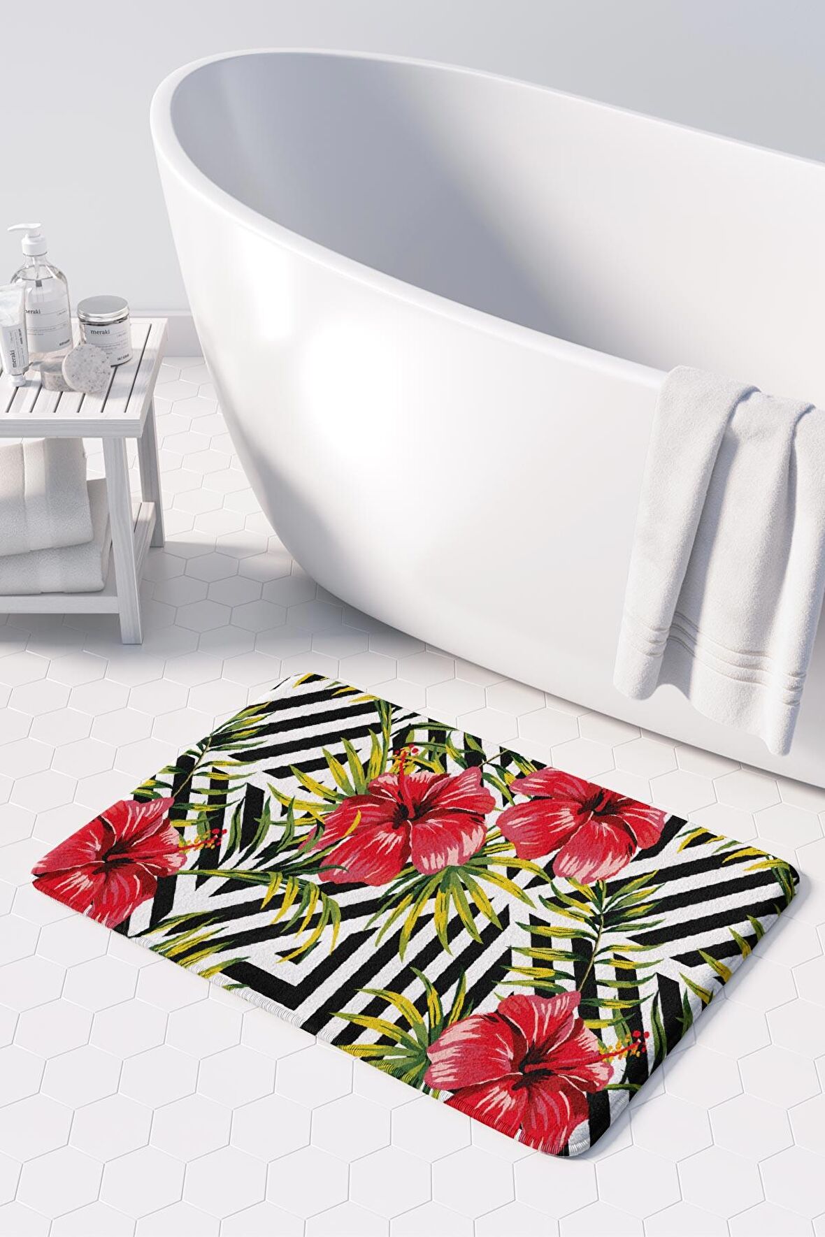 Monnhein  Mikrofiber Banyo Paspası, Kaymaz Taban, Makinede Yıkanabilir, Banyo Halısı (50x80)