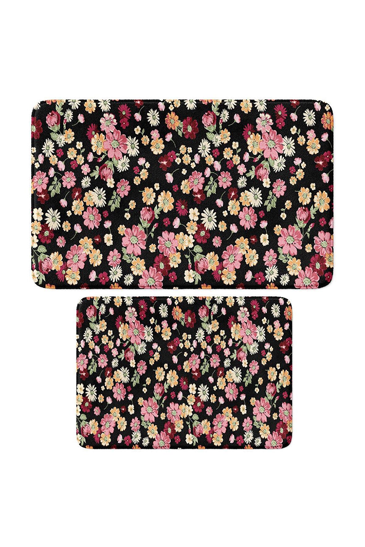 Monnhein 2'li Takım Banyo Paspası, Kaymaz Taban, Makinede Yıkanabilir, Banyo Halısı