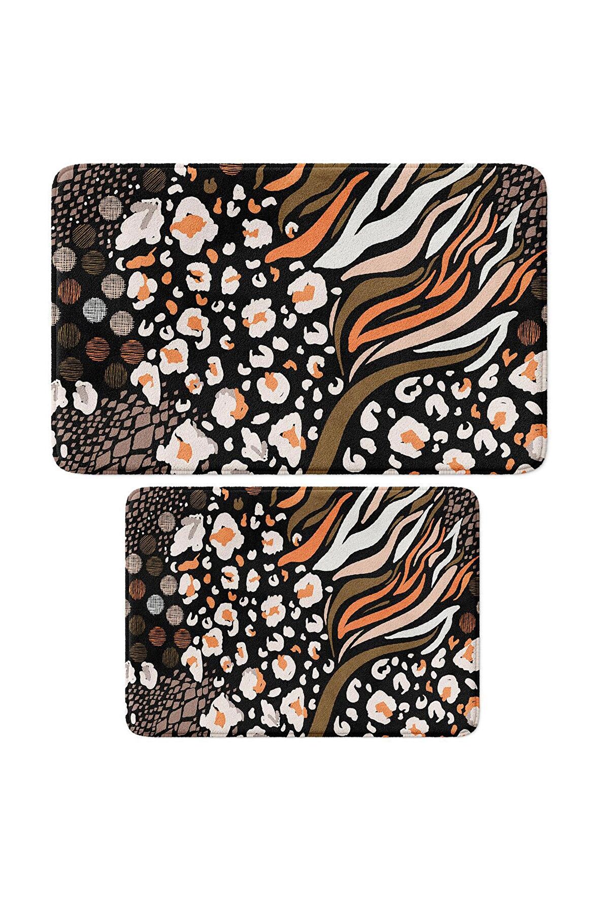 Monnhein 2'li Takım Banyo Paspası, Kaymaz Taban, Makinede Yıkanabilir, Banyo Halısı