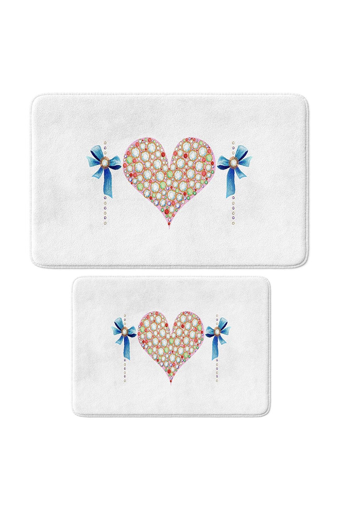 Monnhein 2'li Takım Banyo Paspası, Kaymaz Taban, Makinede Yıkanabilir, Banyo Halısı