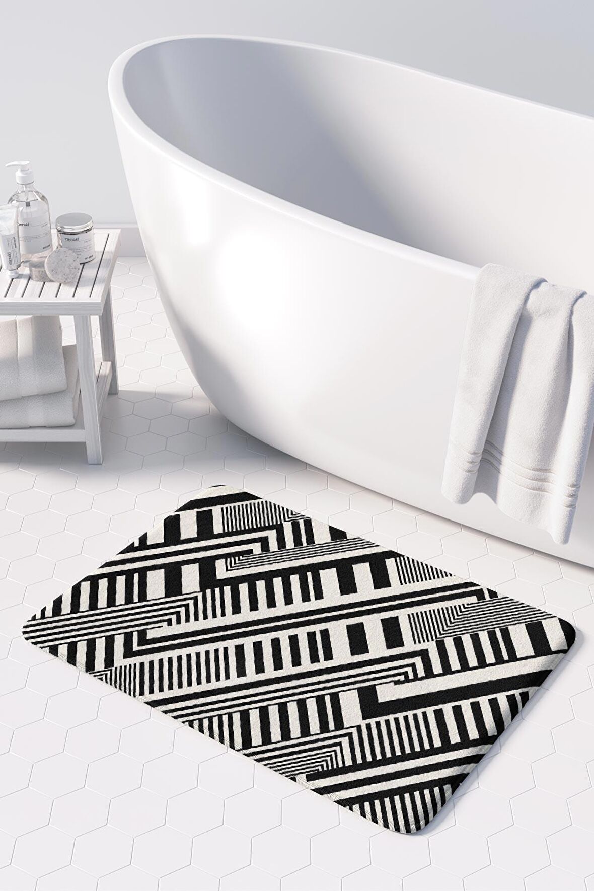 Monnhein  Mikrofiber Banyo Paspası, Kaymaz Taban, Makinede Yıkanabilir, Banyo Halısı (50x80)