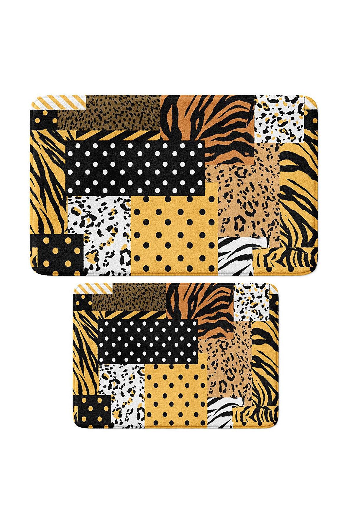 Monnhein 2'li Takım Banyo Paspası, Kaymaz Taban, Makinede Yıkanabilir, Banyo Halısı