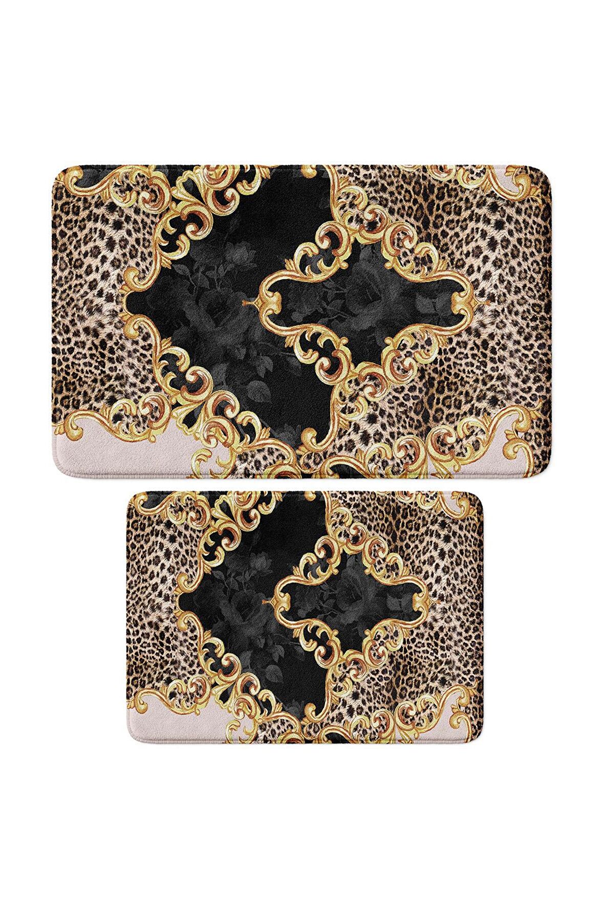 Monnhein 2'li Takım Banyo Paspası, Kaymaz Taban, Makinede Yıkanabilir, Banyo Halısı