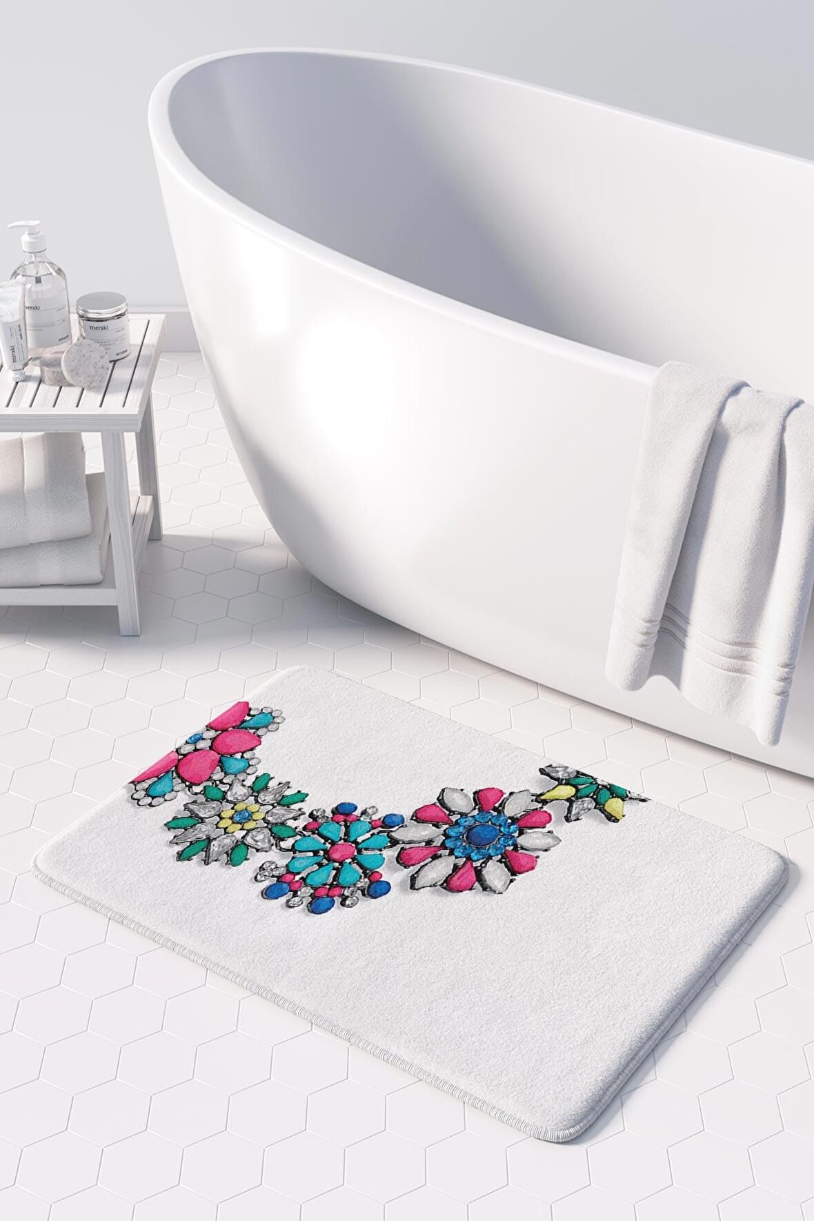 Monnhein  Mikrofiber Banyo Paspası, Kaymaz Taban, Makinede Yıkanabilir, Banyo Halısı (50x80)