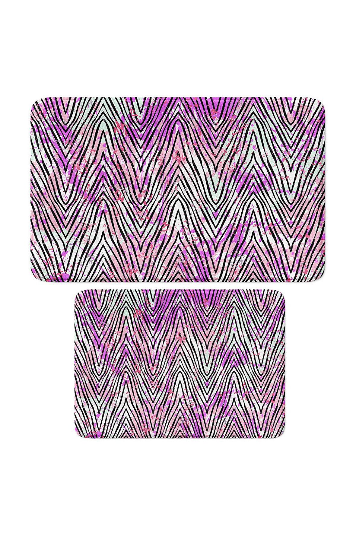 Monnhein 2'li Takım Banyo Paspası, Kaymaz Taban, Makinede Yıkanabilir, Banyo Halısı