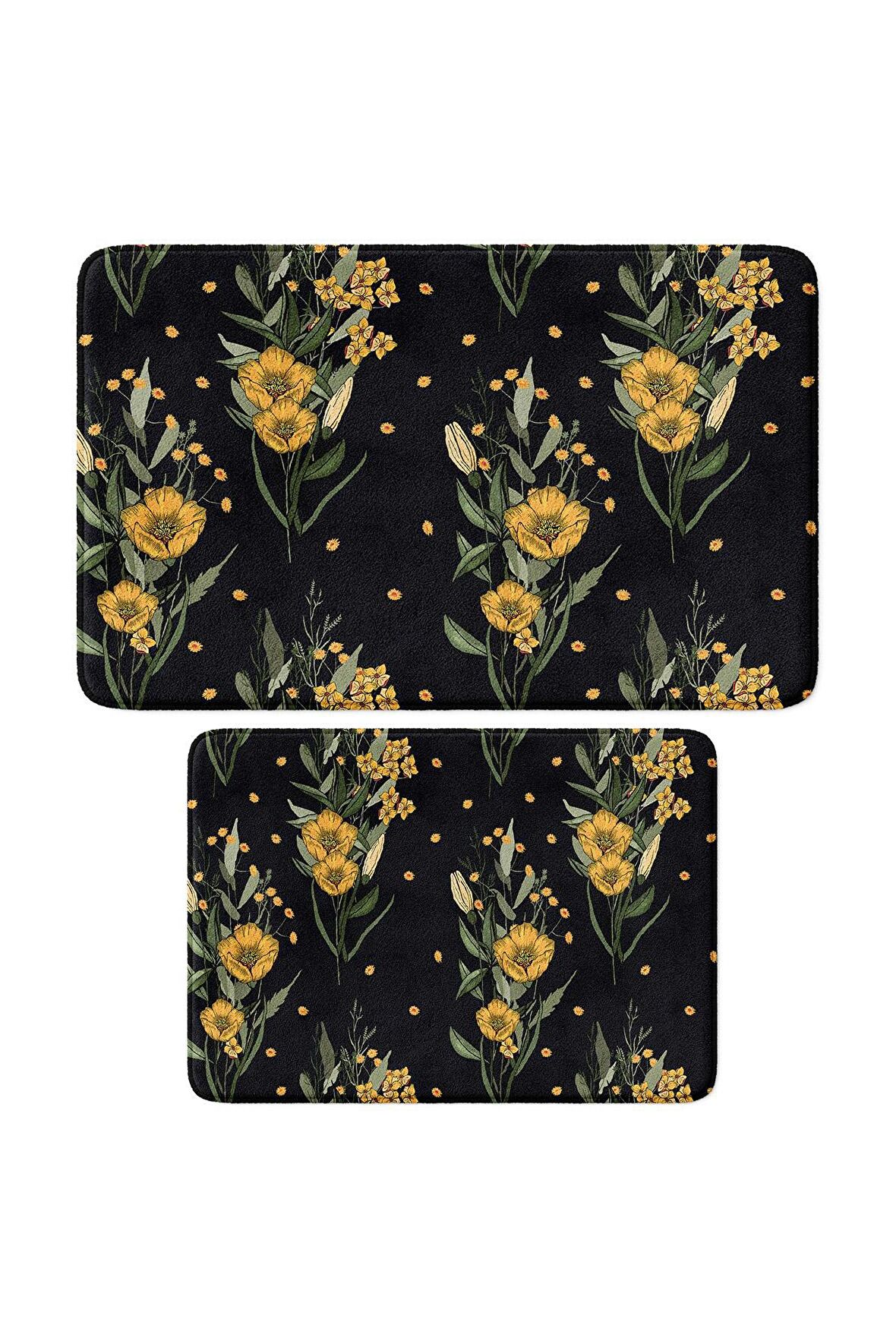 Monnhein 2'li Takım Banyo Paspası, Kaymaz Taban, Makinede Yıkanabilir, Banyo Halısı