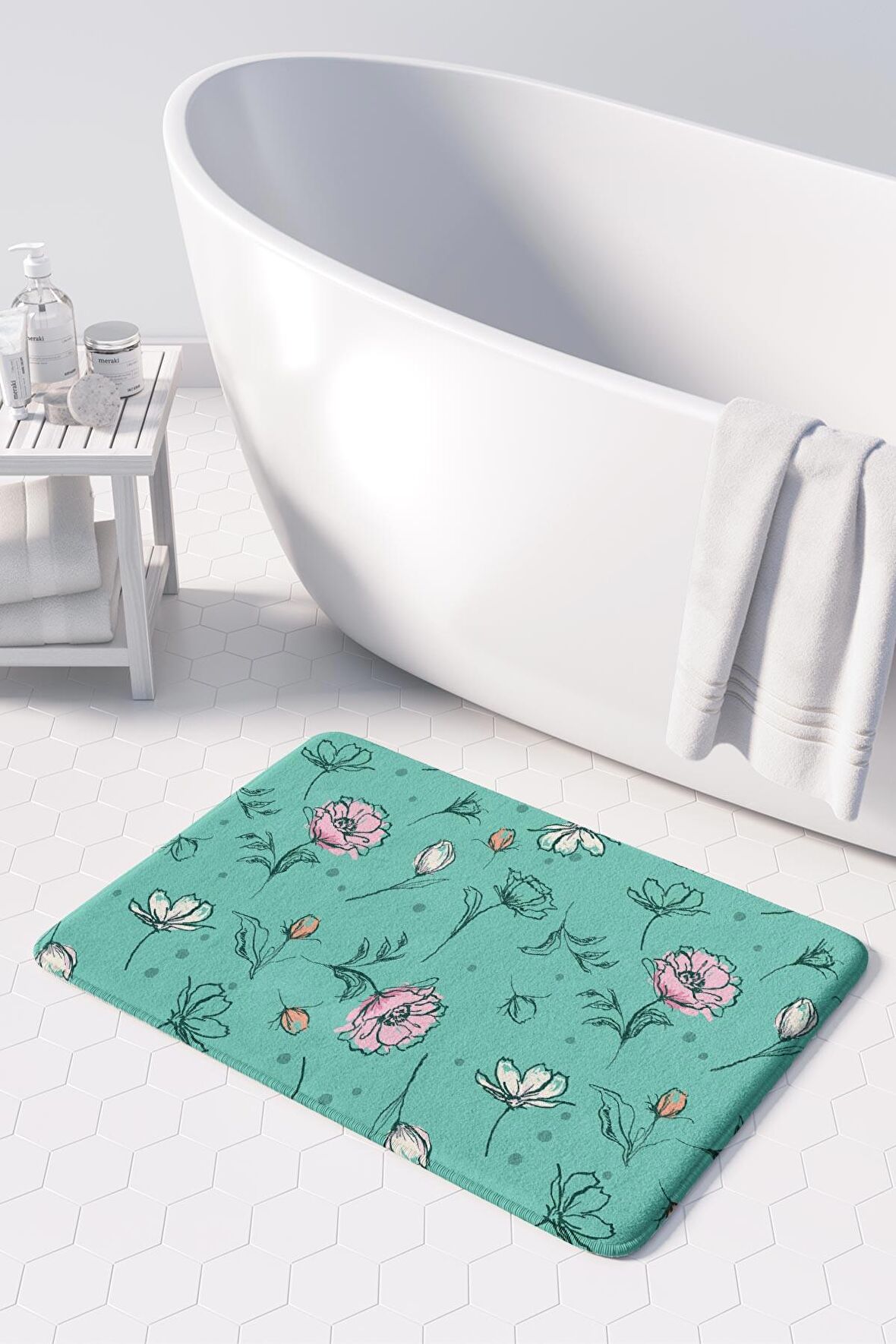 Monnhein  Mikrofiber Banyo Paspası, Kaymaz Taban, Makinede Yıkanabilir, Banyo Halısı (50x80)