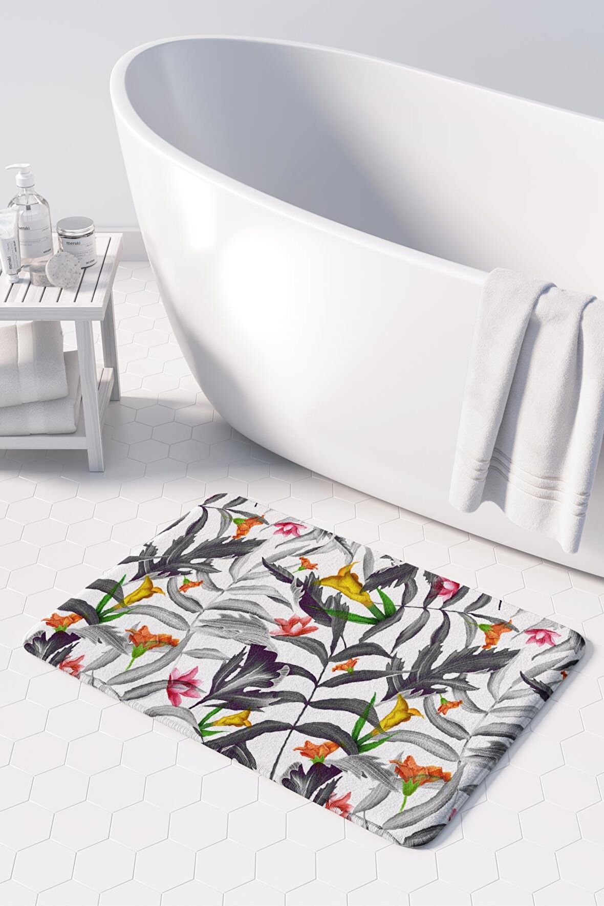 Monnhein  Mikrofiber Banyo Paspası, Kaymaz Taban, Makinede Yıkanabilir, Banyo Halısı (50x80)