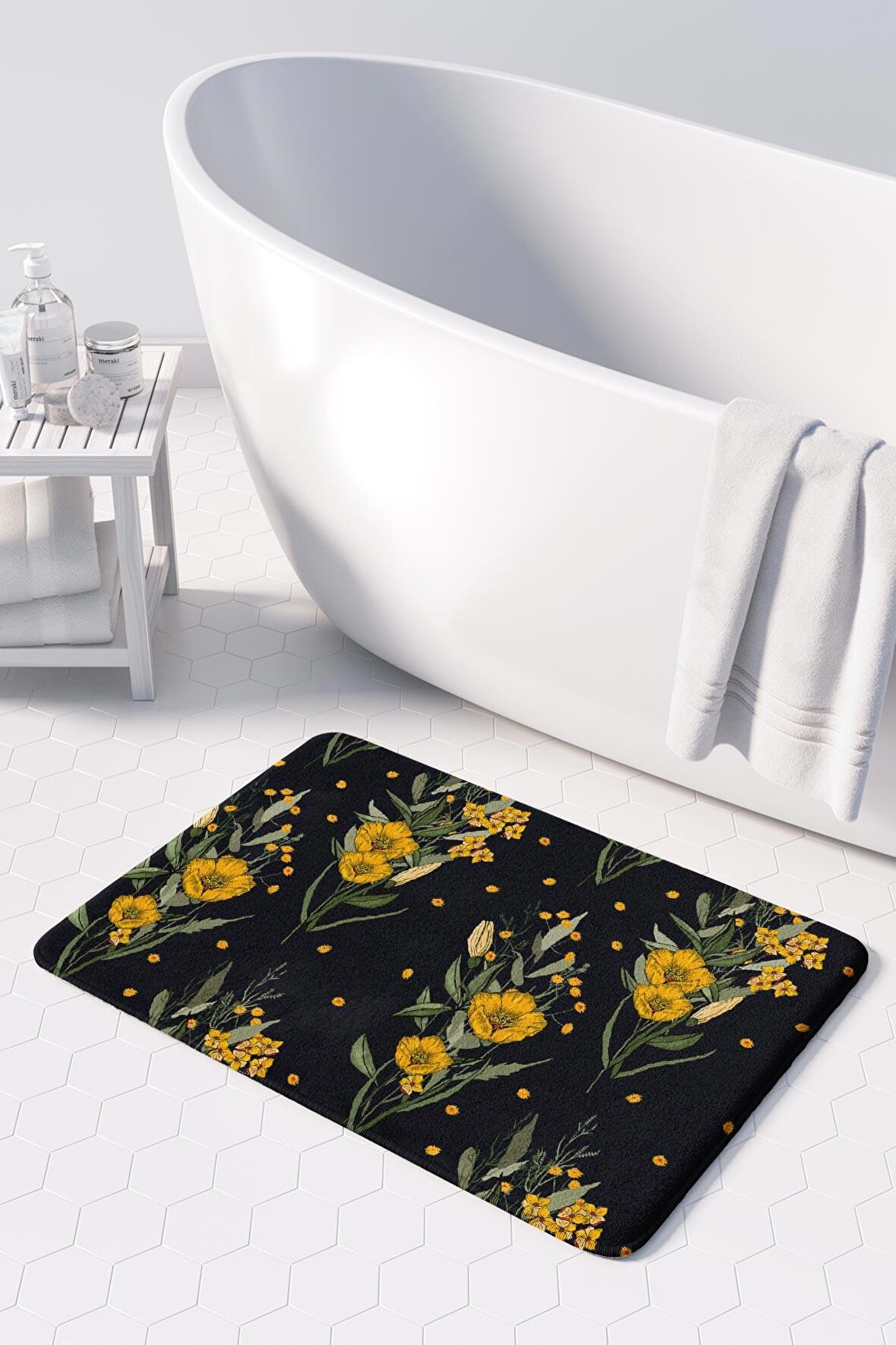 Monnhein  Mikrofiber Banyo Paspası, Kaymaz Taban, Makinede Yıkanabilir, Banyo Halısı (50x80)
