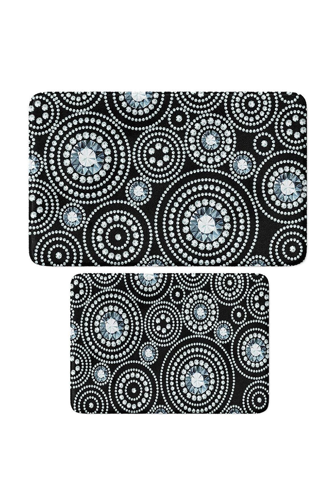 Monnhein 2'li Takım Banyo Paspası, Kaymaz Taban, Makinede Yıkanabilir, Banyo Halısı