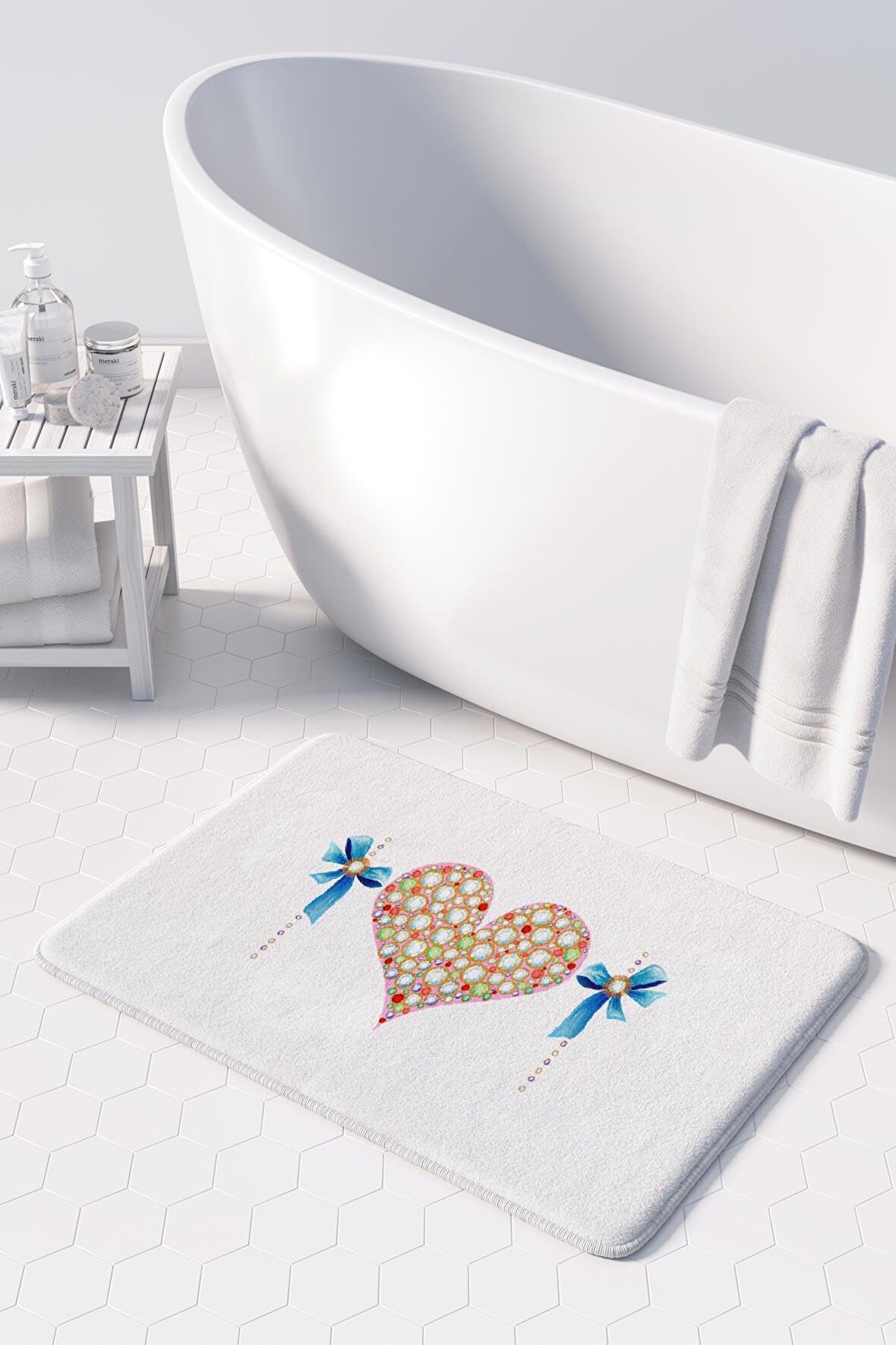 Monnhein  Mikrofiber Banyo Paspası, Kaymaz Taban, Makinede Yıkanabilir, Banyo Halısı (50x80)