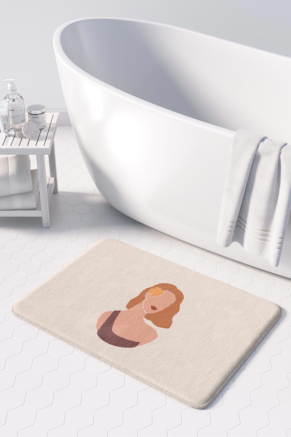 Monnhein  Mikrofiber Banyo Paspası, Kaymaz Taban, Makinede Yıkanabilir, Banyo Halısı (50x80)