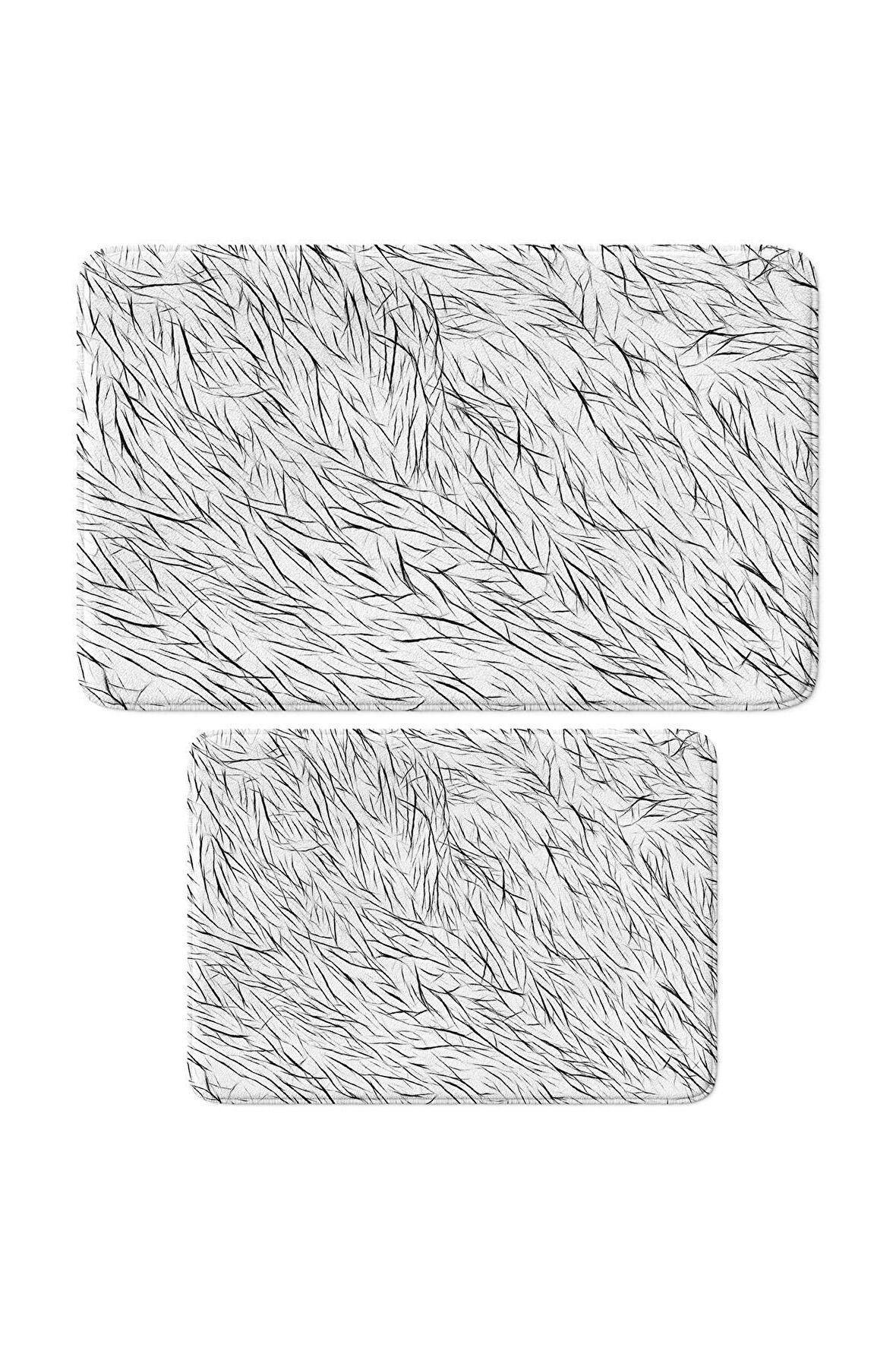 Monnhein 2'li Takım Banyo Paspası, Kaymaz Taban, Makinede Yıkanabilir, Banyo Halısı