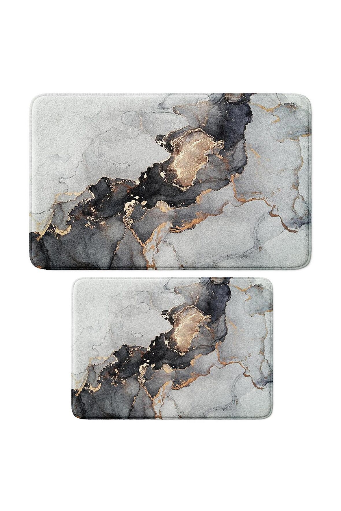 Monnhein 2'li Takım Banyo Paspası, Kaymaz Taban, Makinede Yıkanabilir, Banyo Halısı