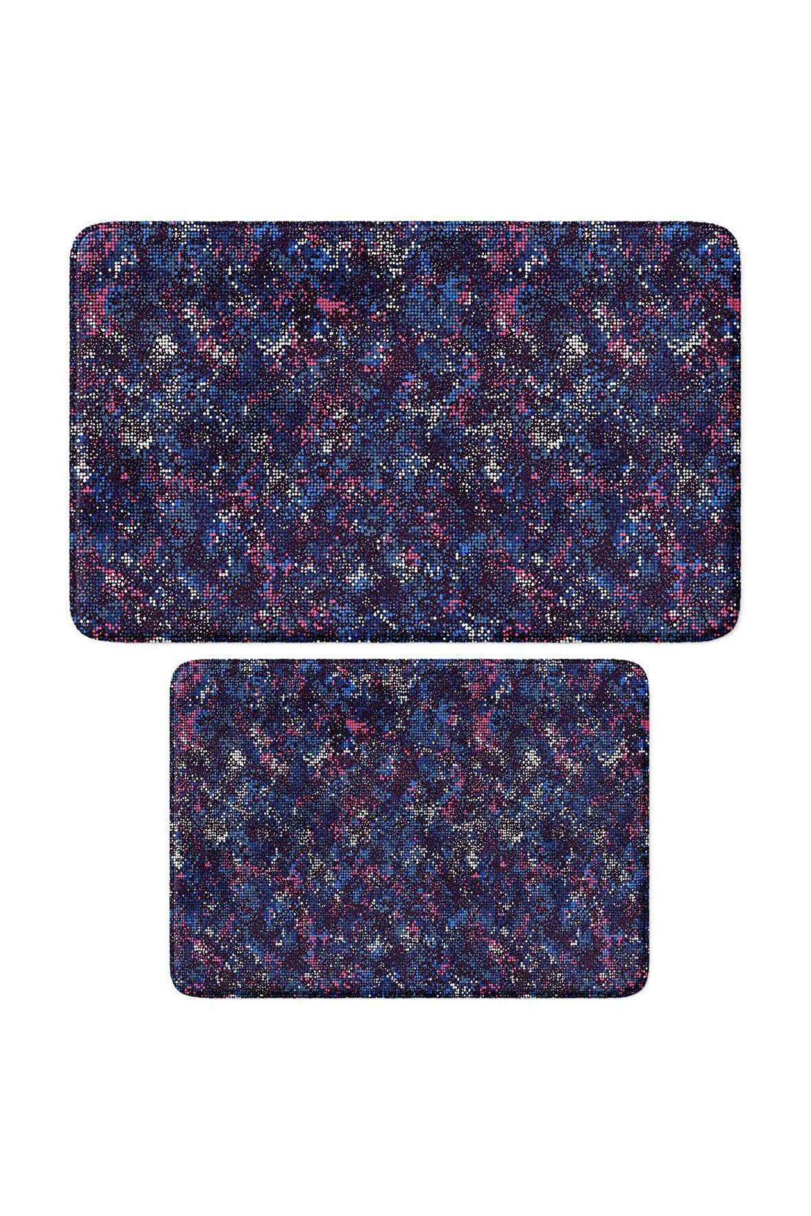 Monnhein 2'li Takım Banyo Paspası, Kaymaz Taban, Makinede Yıkanabilir, Banyo Halısı