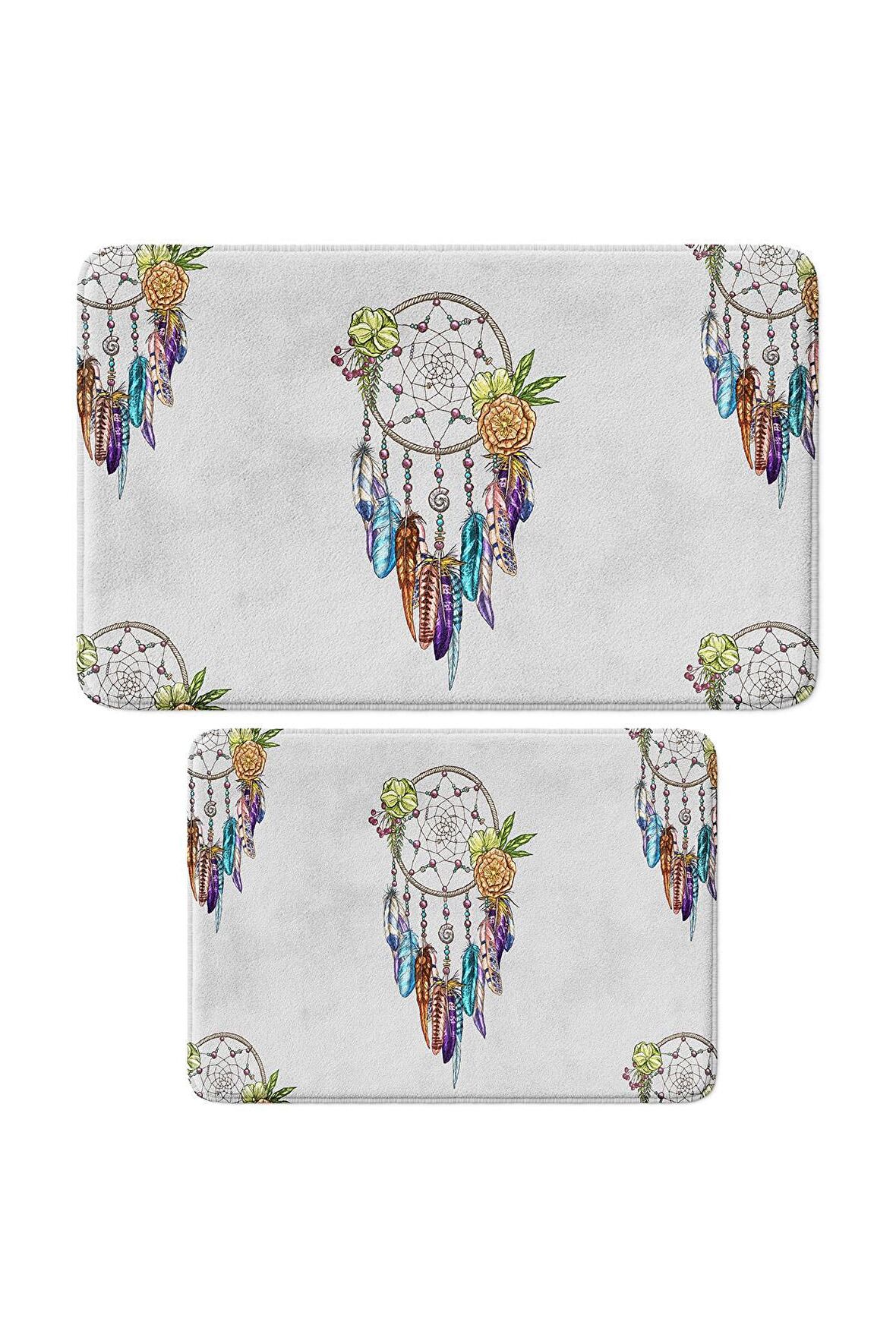 Monnhein 2'li Takım Banyo Paspası, Kaymaz Taban, Makinede Yıkanabilir, Banyo Halısı