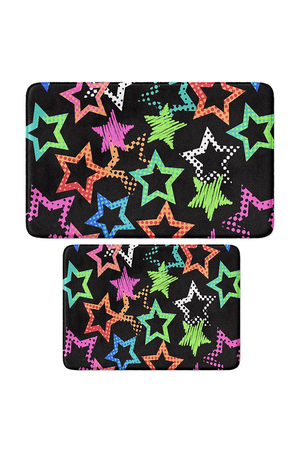 Monnhein 2'li Takım Banyo Paspası, Kaymaz Taban, Makinede Yıkanabilir, Banyo Halısı