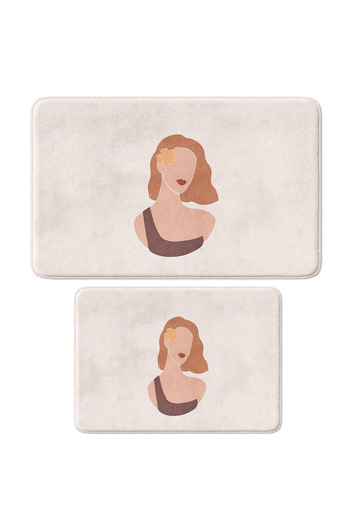 Monnhein 2'li Takım Banyo Paspası, Kaymaz Taban, Makinede Yıkanabilir, Banyo Halısı