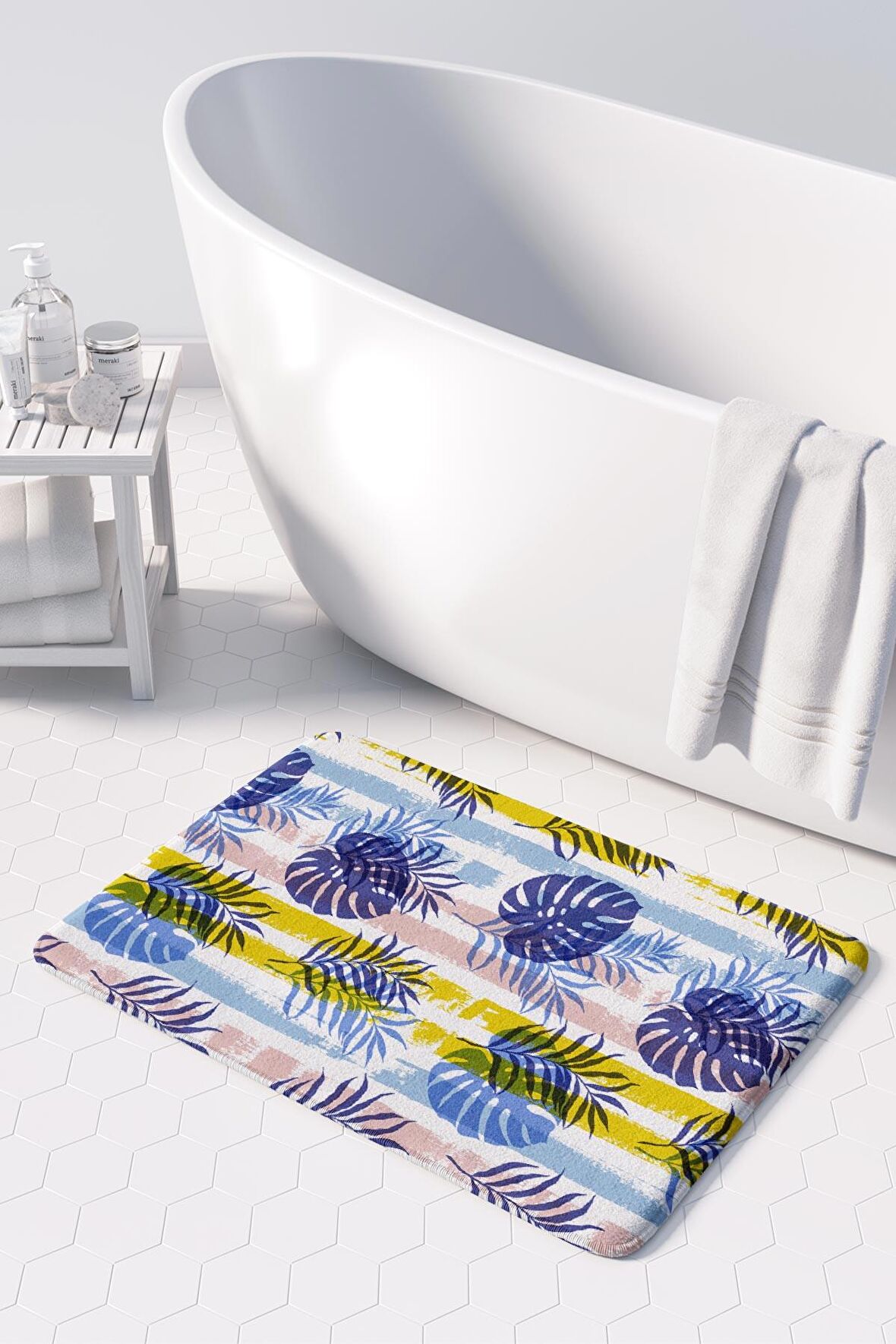 Monnhein  Mikrofiber Banyo Paspası, Kaymaz Taban, Makinede Yıkanabilir, Banyo Halısı (50x80)