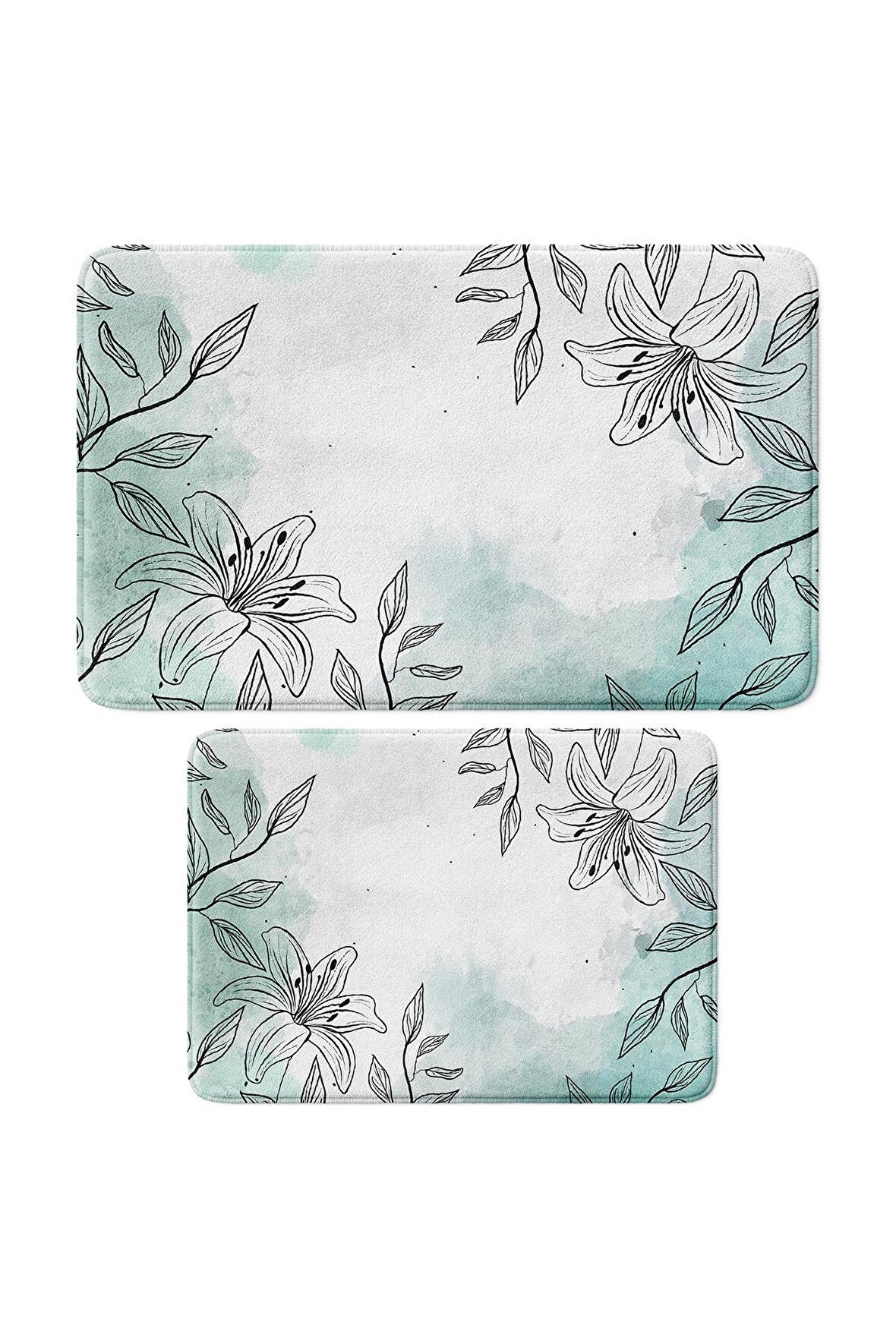 Monnhein 2'li Takım Banyo Paspası, Kaymaz Taban, Makinede Yıkanabilir, Banyo Halısı