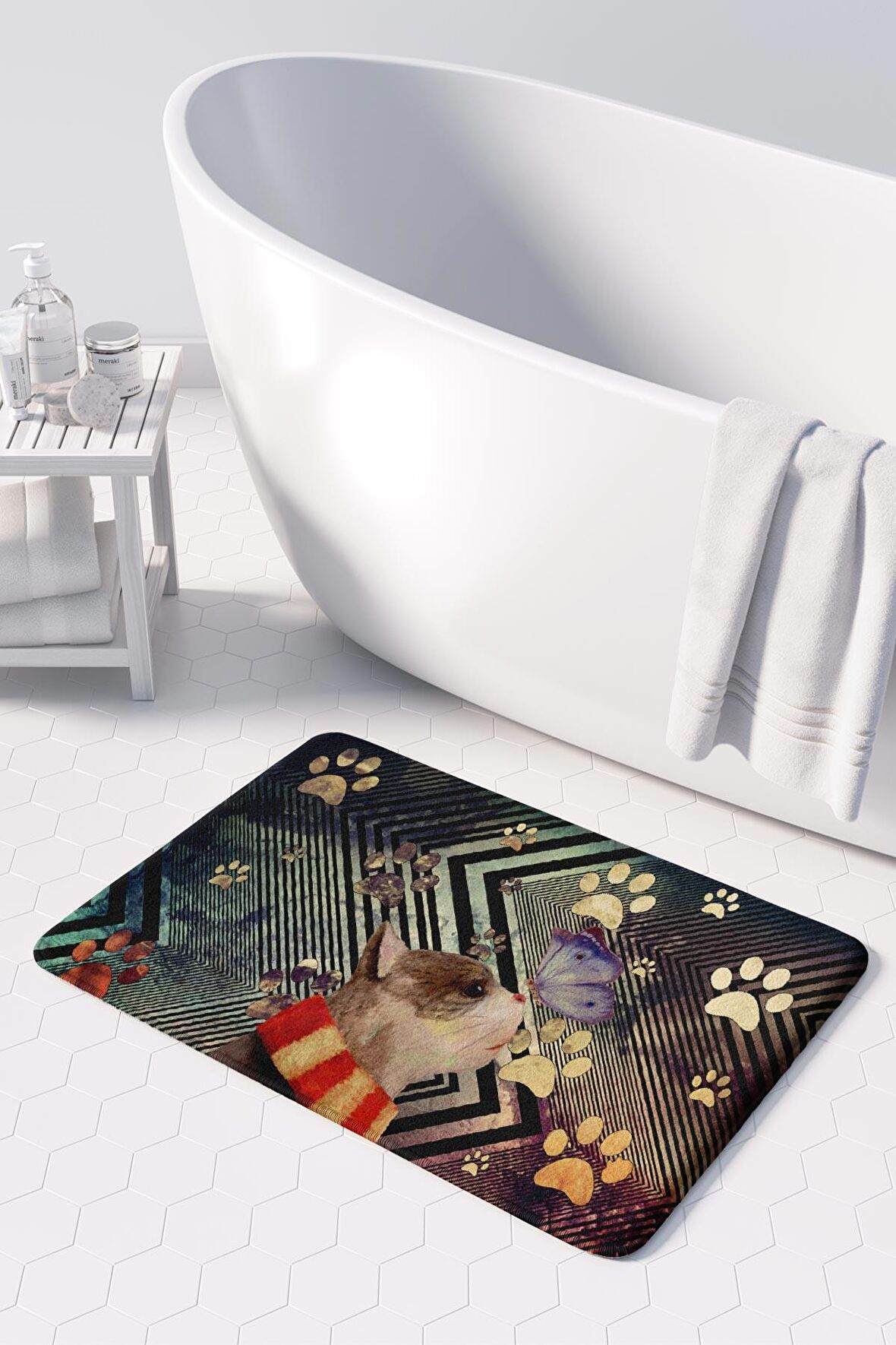 Monnhein  Mikrofiber Banyo Paspası, Kaymaz Taban, Makinede Yıkanabilir, Banyo Halısı (50x80)