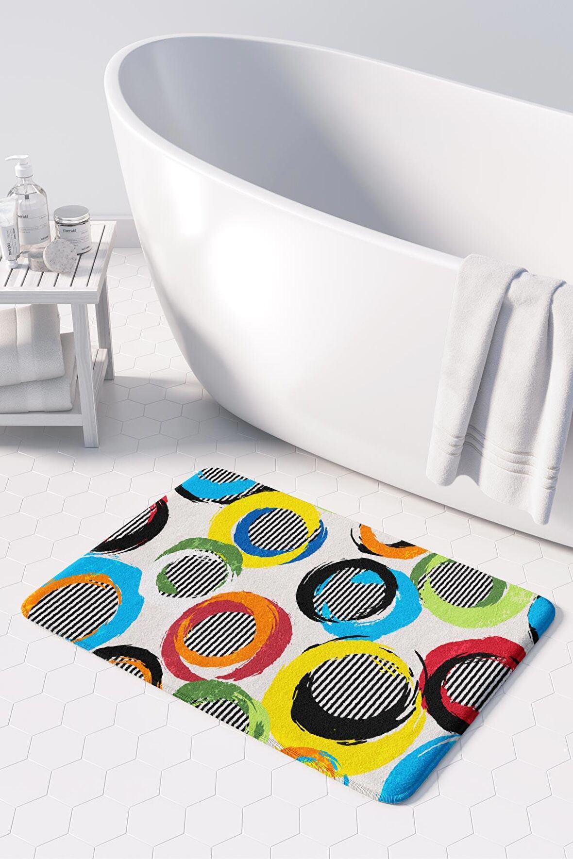 Monnhein  Mikrofiber Banyo Paspası, Kaymaz Taban, Makinede Yıkanabilir, Banyo Halısı (50x80)