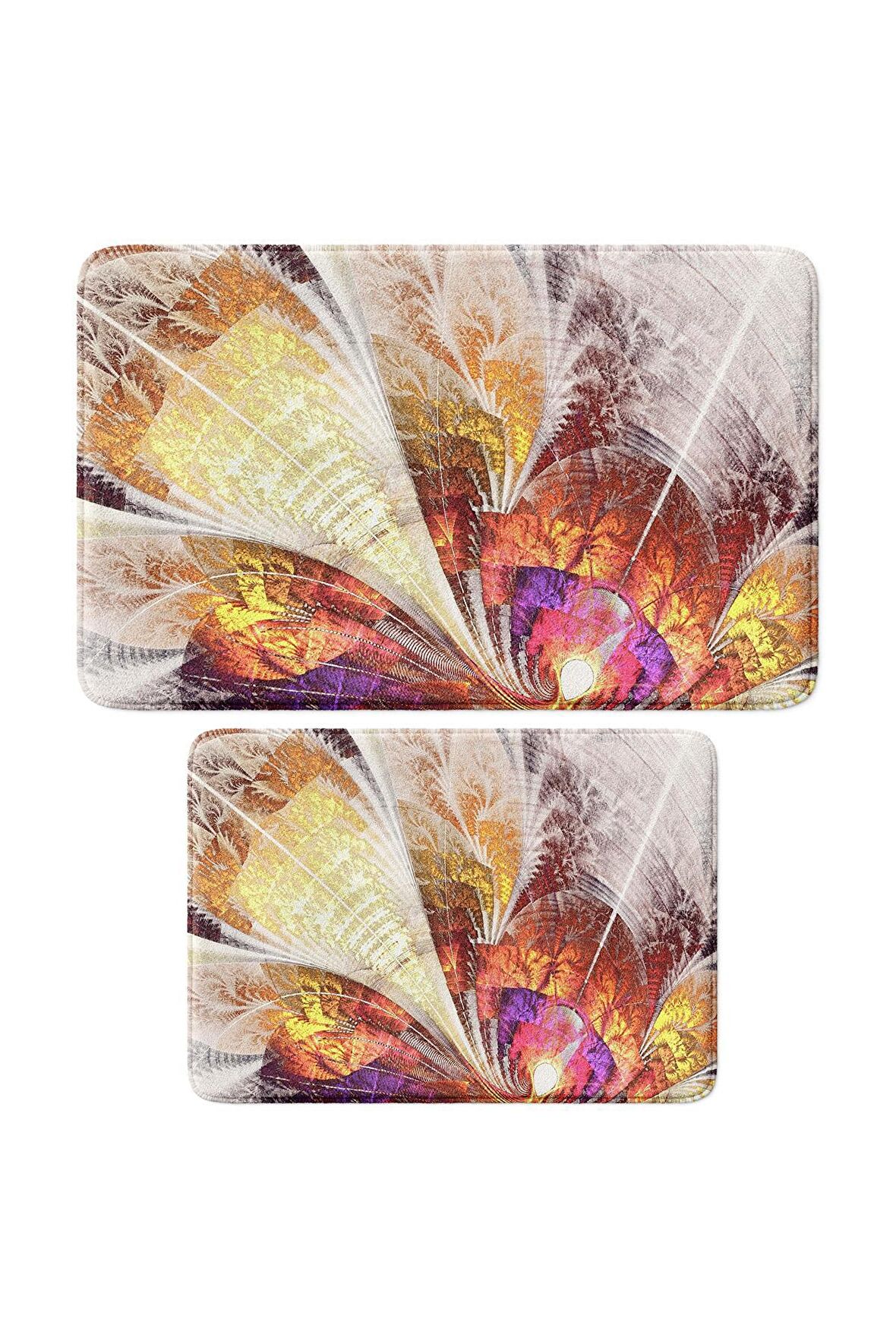 Monnhein 2'li Takım Banyo Paspası, Kaymaz Taban, Makinede Yıkanabilir, Banyo Halısı