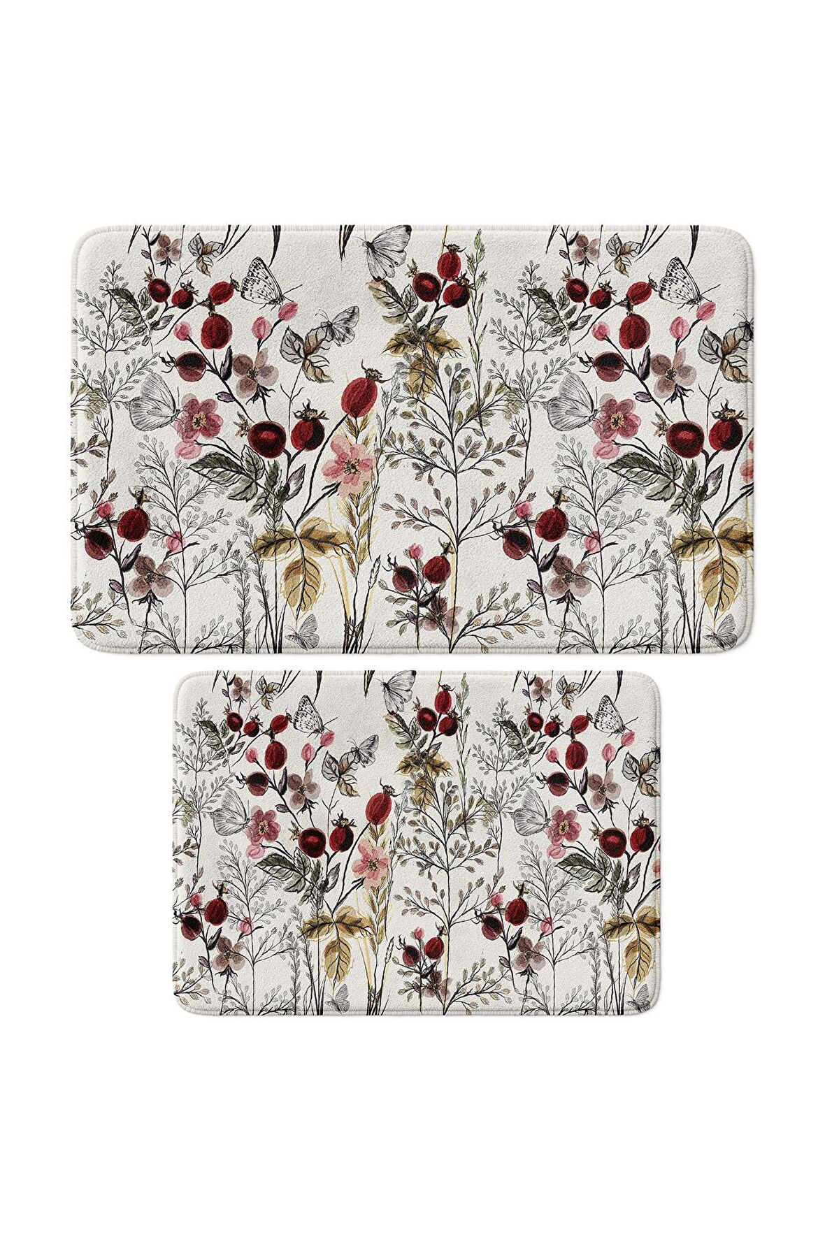 Monnhein 2'li Takım Banyo Paspası, Kaymaz Taban, Makinede Yıkanabilir, Banyo Halısı