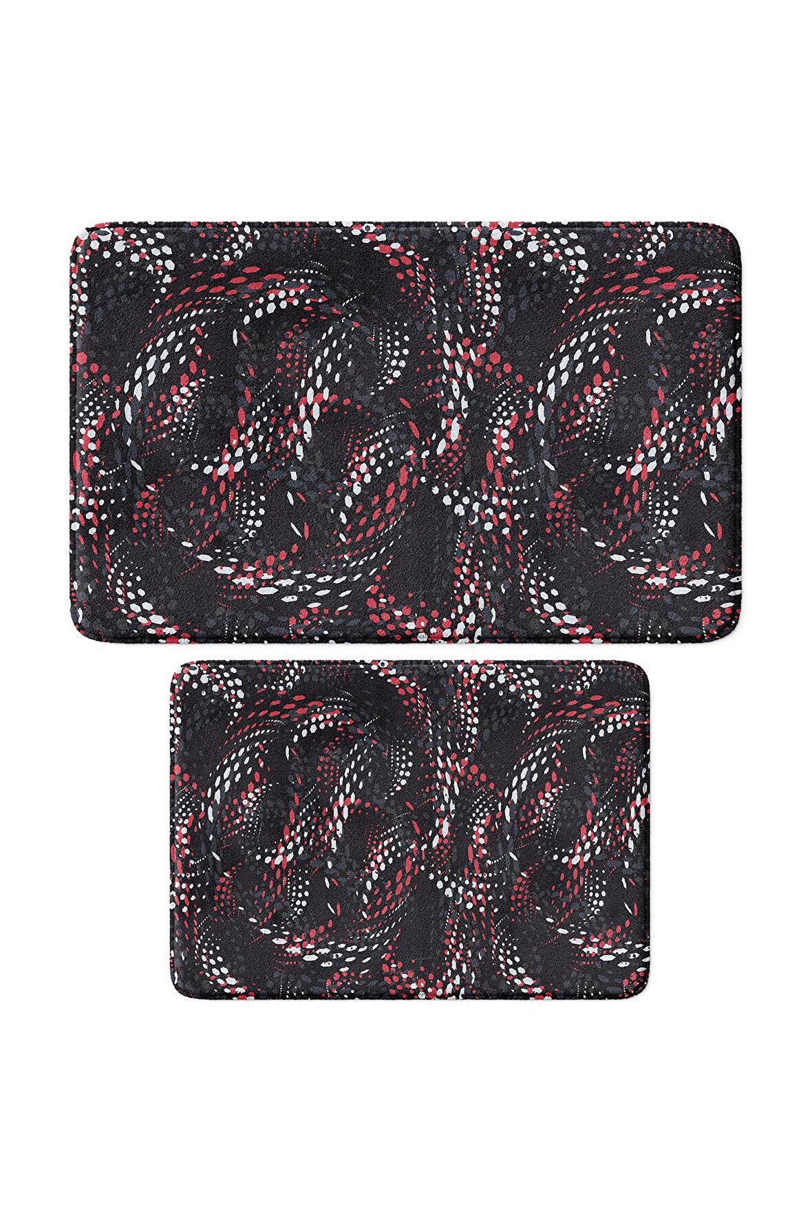 Monnhein 2'li Takım Banyo Paspası, Kaymaz Taban, Makinede Yıkanabilir, Banyo Halısı