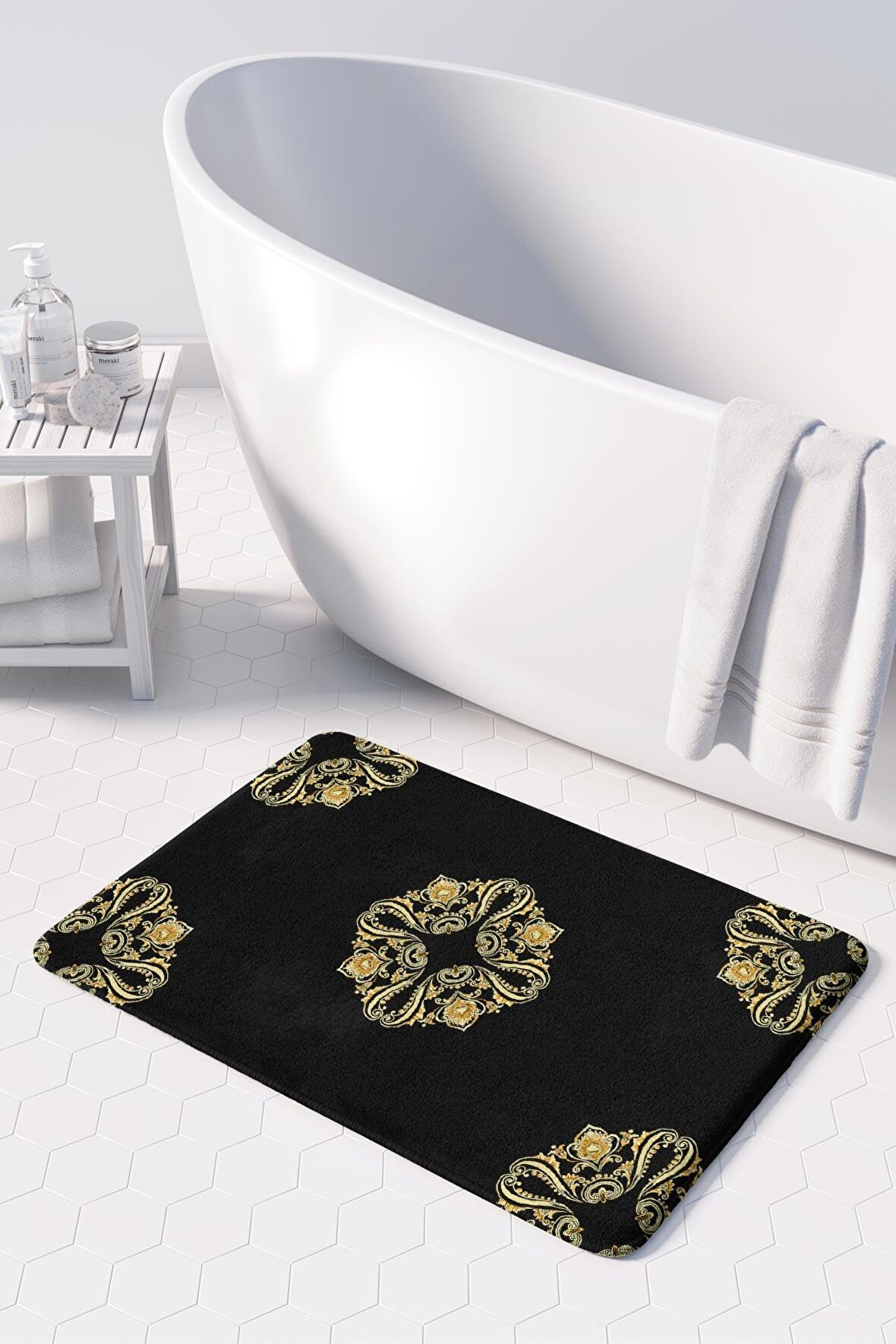 Monnhein  Mikrofiber Banyo Paspası, Kaymaz Taban, Makinede Yıkanabilir, Banyo Halısı (50x80)