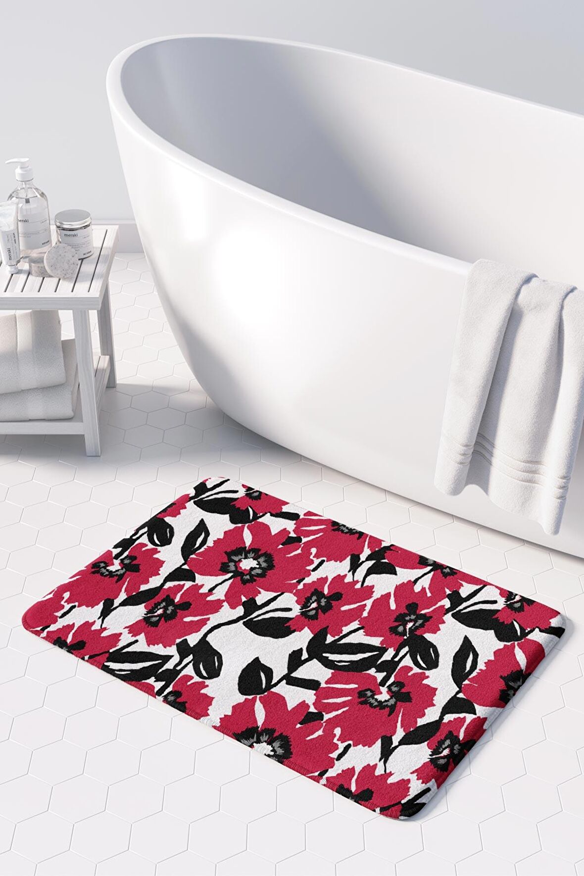 Monnhein  Mikrofiber Banyo Paspası, Kaymaz Taban, Makinede Yıkanabilir, Banyo Halısı (50x80)