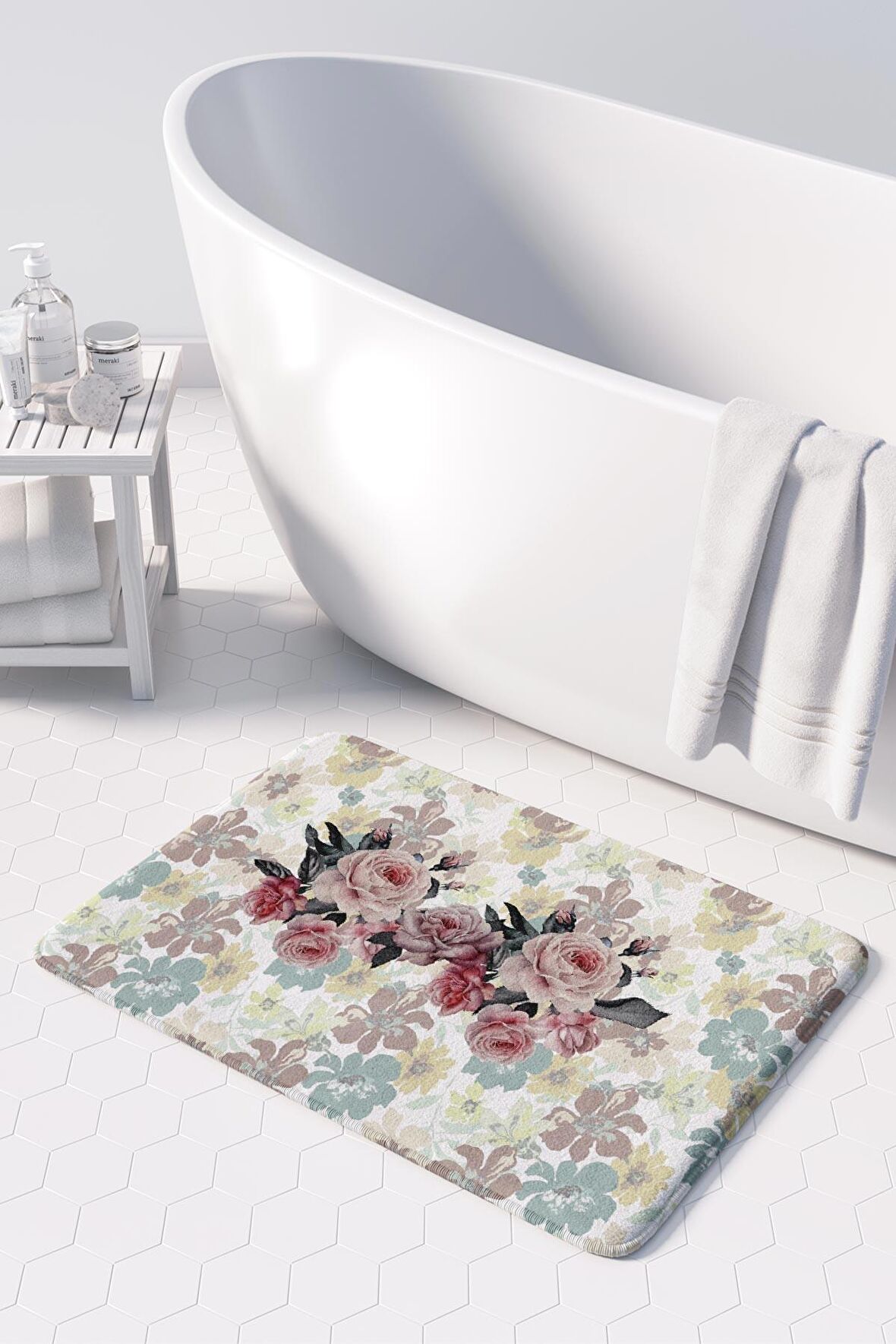 Monnhein  Mikrofiber Banyo Paspası, Kaymaz Taban, Makinede Yıkanabilir, Banyo Halısı (50x80)