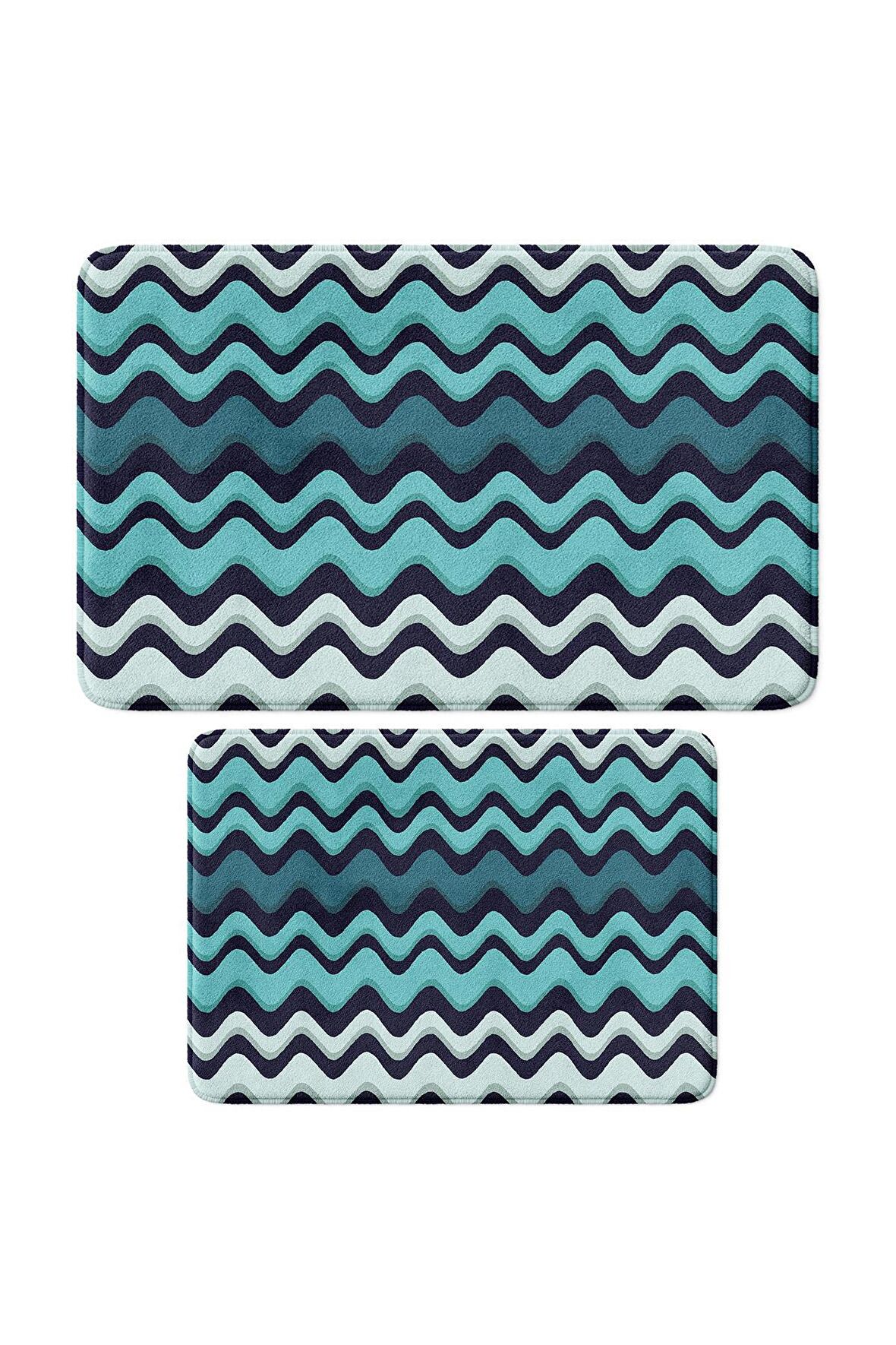 Monnhein 2'li Takım Banyo Paspası, Kaymaz Taban, Makinede Yıkanabilir, Banyo Halısı