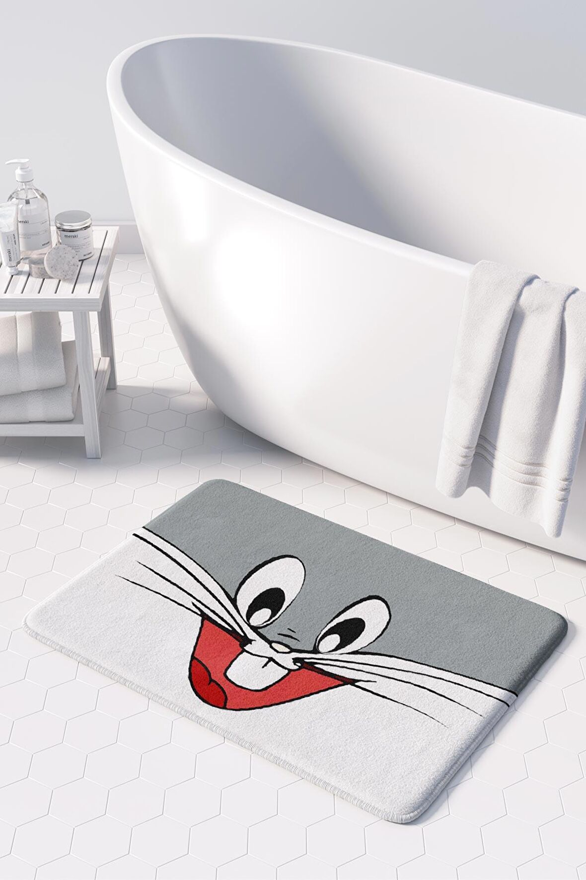 Monnhein  Mikrofiber Banyo Paspası, Kaymaz Taban, Makinede Yıkanabilir, Banyo Halısı (50x80)
