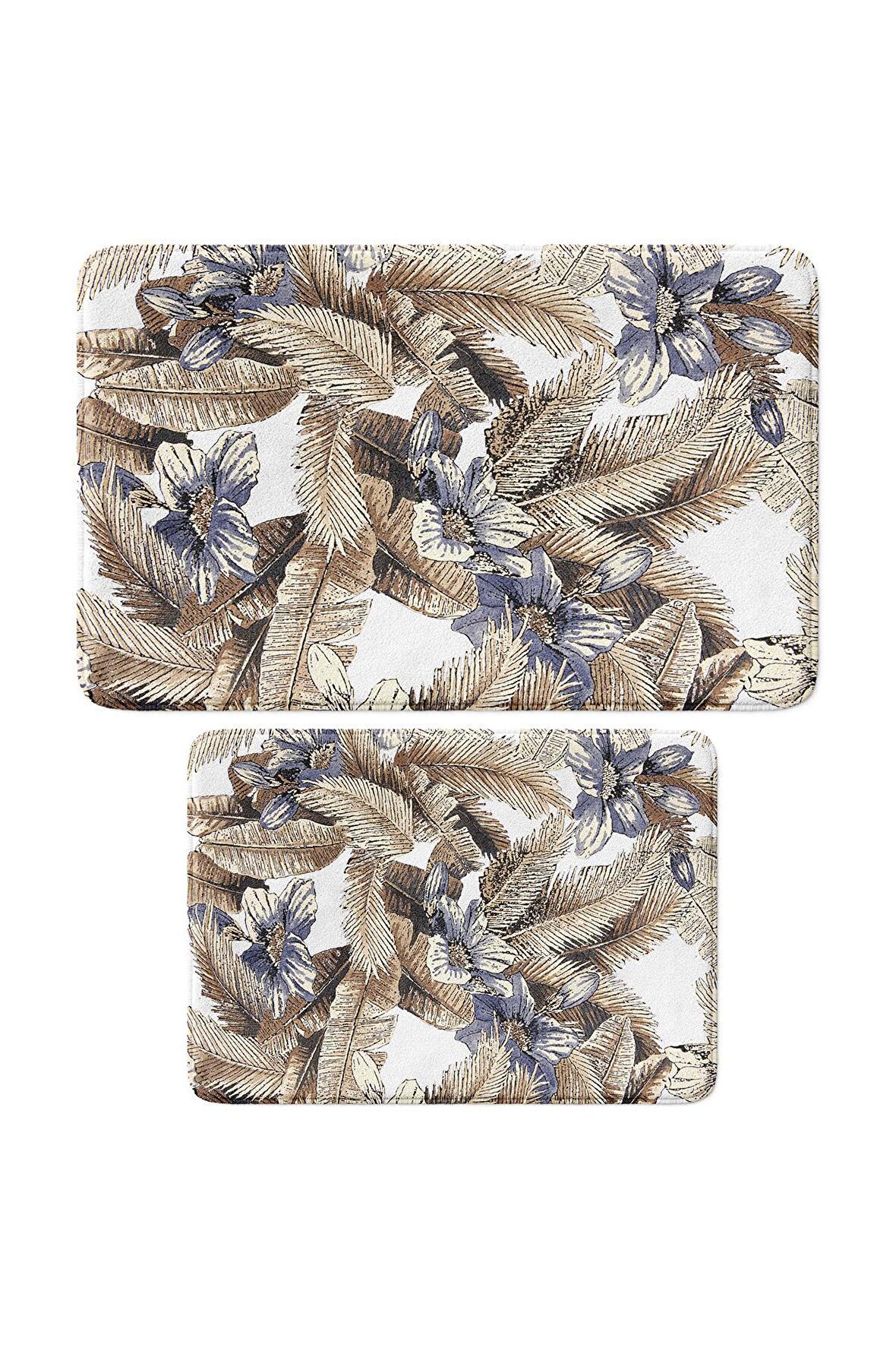 Monnhein 2'li Takım Banyo Paspası, Kaymaz Taban, Makinede Yıkanabilir, Banyo Halısı