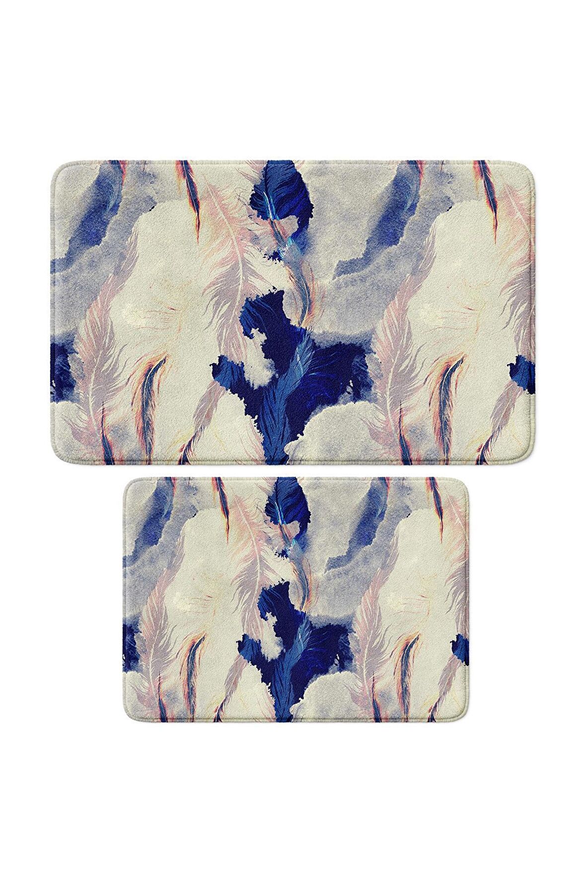 Monnhein 2'li Takım Banyo Paspası, Kaymaz Taban, Makinede Yıkanabilir, Banyo Halısı