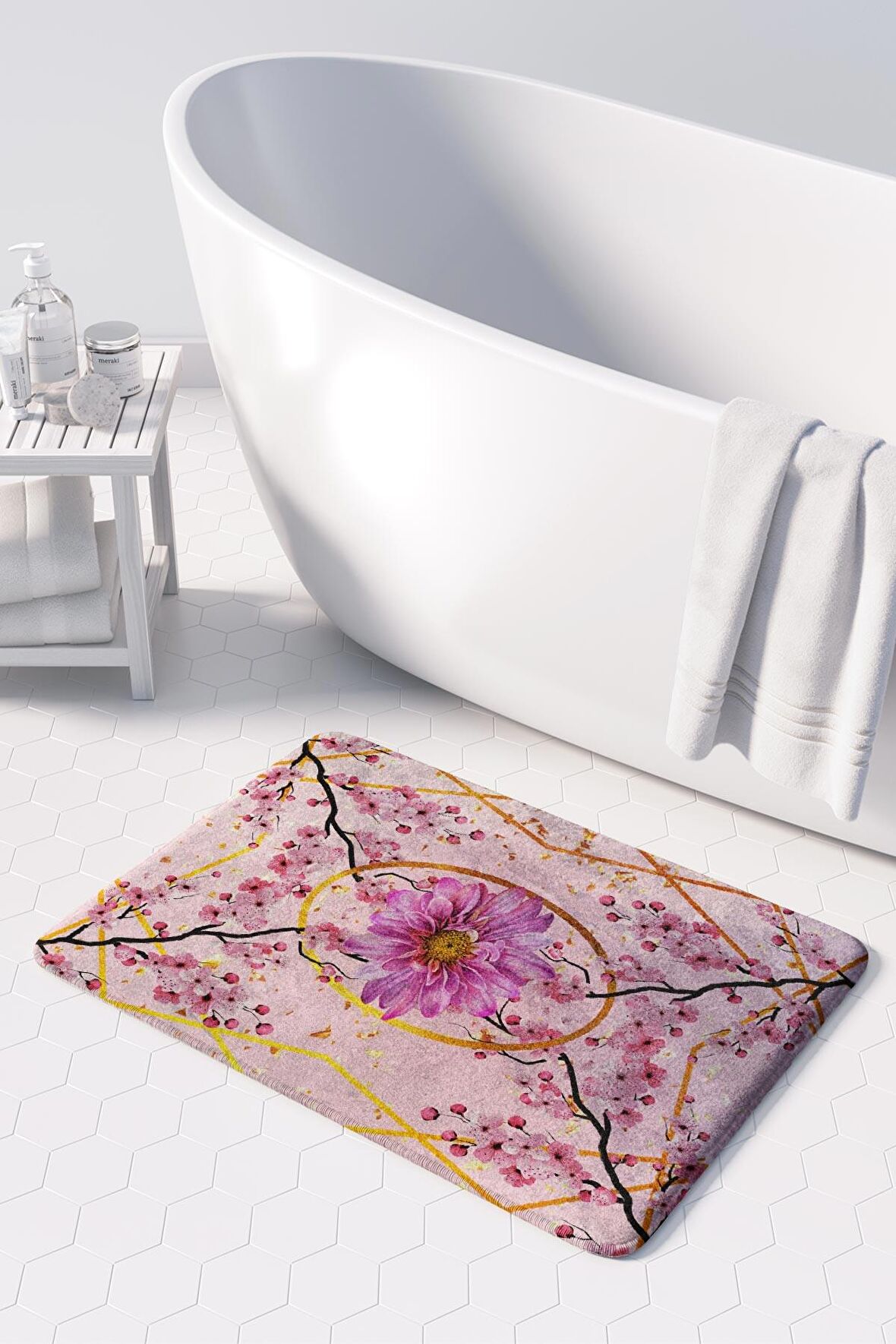 Monnhein  Mikrofiber Banyo Paspası, Kaymaz Taban, Makinede Yıkanabilir, Banyo Halısı (50x80)