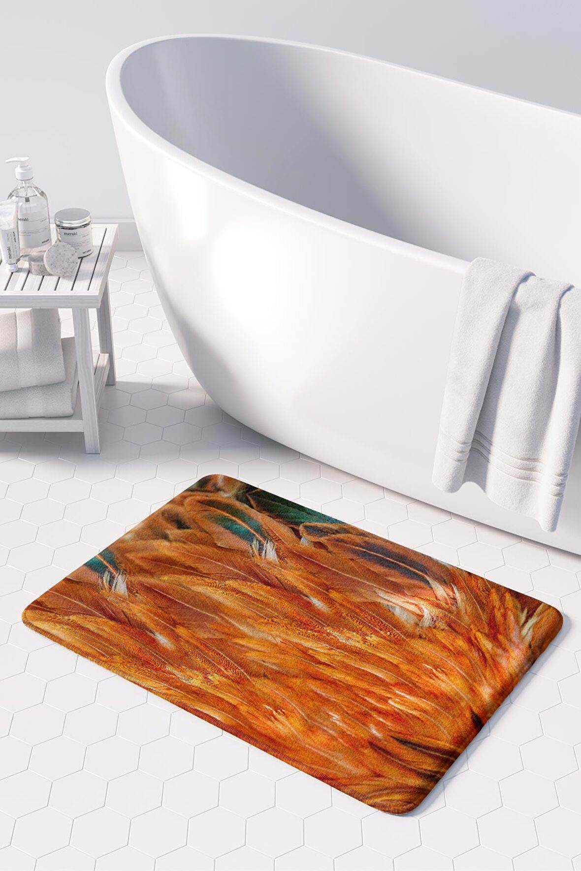 Monnhein  Mikrofiber Banyo Paspası, Kaymaz Taban, Makinede Yıkanabilir, Banyo Halısı (50x80)