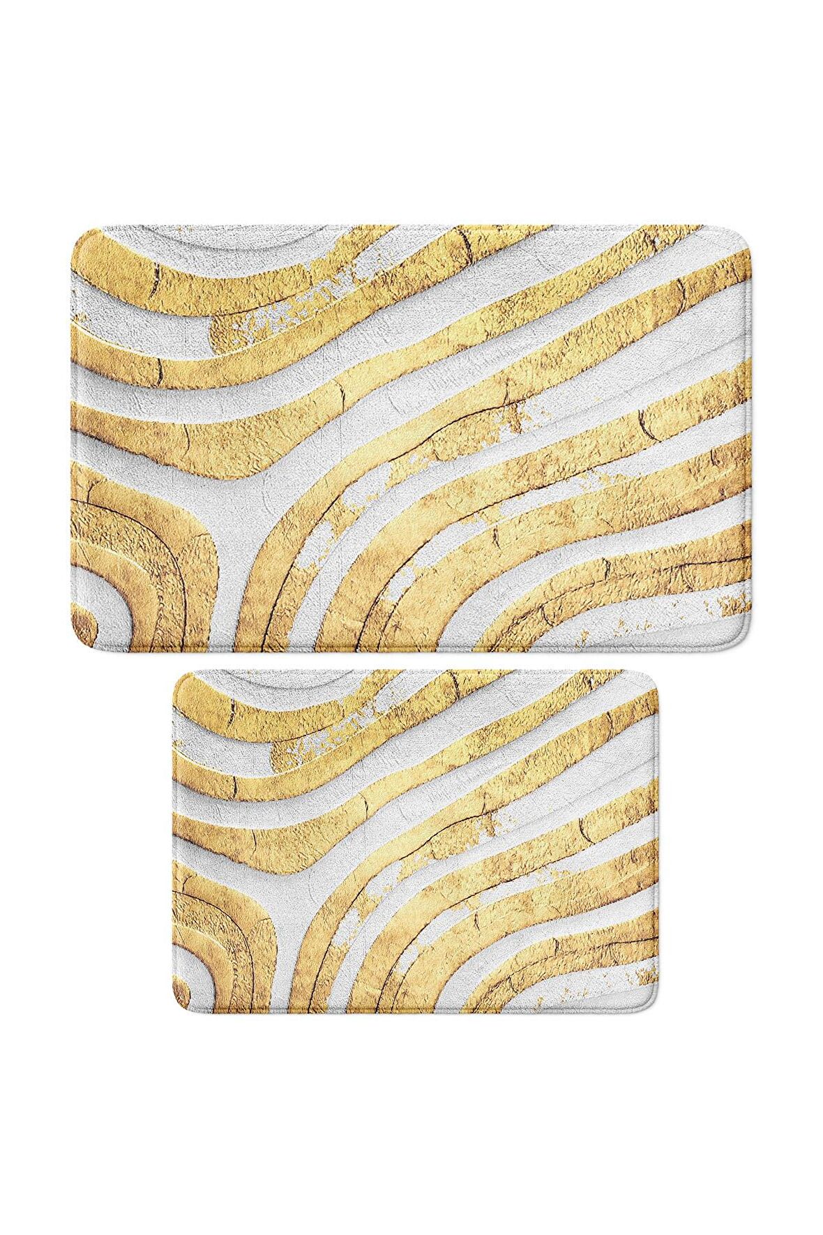 Monnhein 2'li Takım Banyo Paspası, Kaymaz Taban, Makinede Yıkanabilir, Banyo Halısı