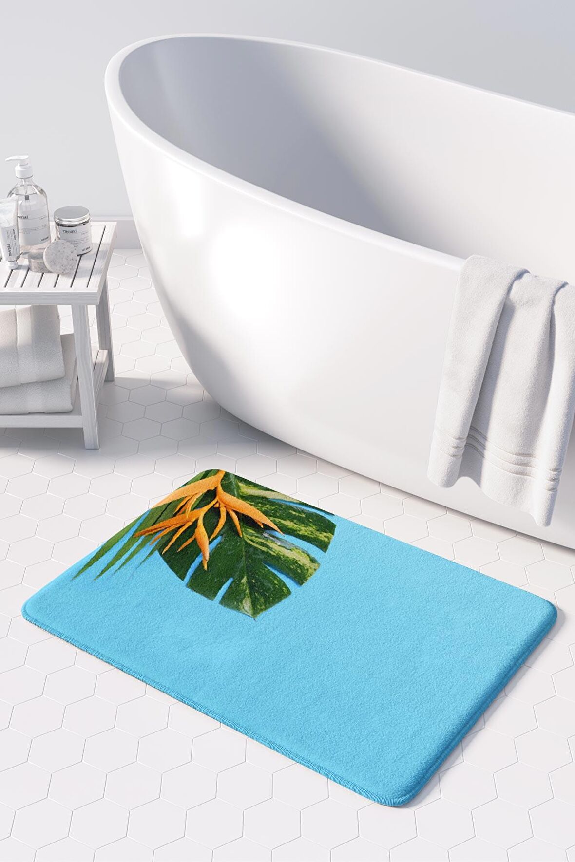Monnhein  Mikrofiber Banyo Paspası, Kaymaz Taban, Makinede Yıkanabilir, Banyo Halısı (50x80)